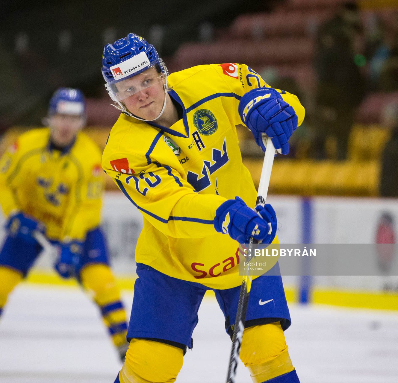 Sweden forward Fabian Zetterlund  in action  against Denmark