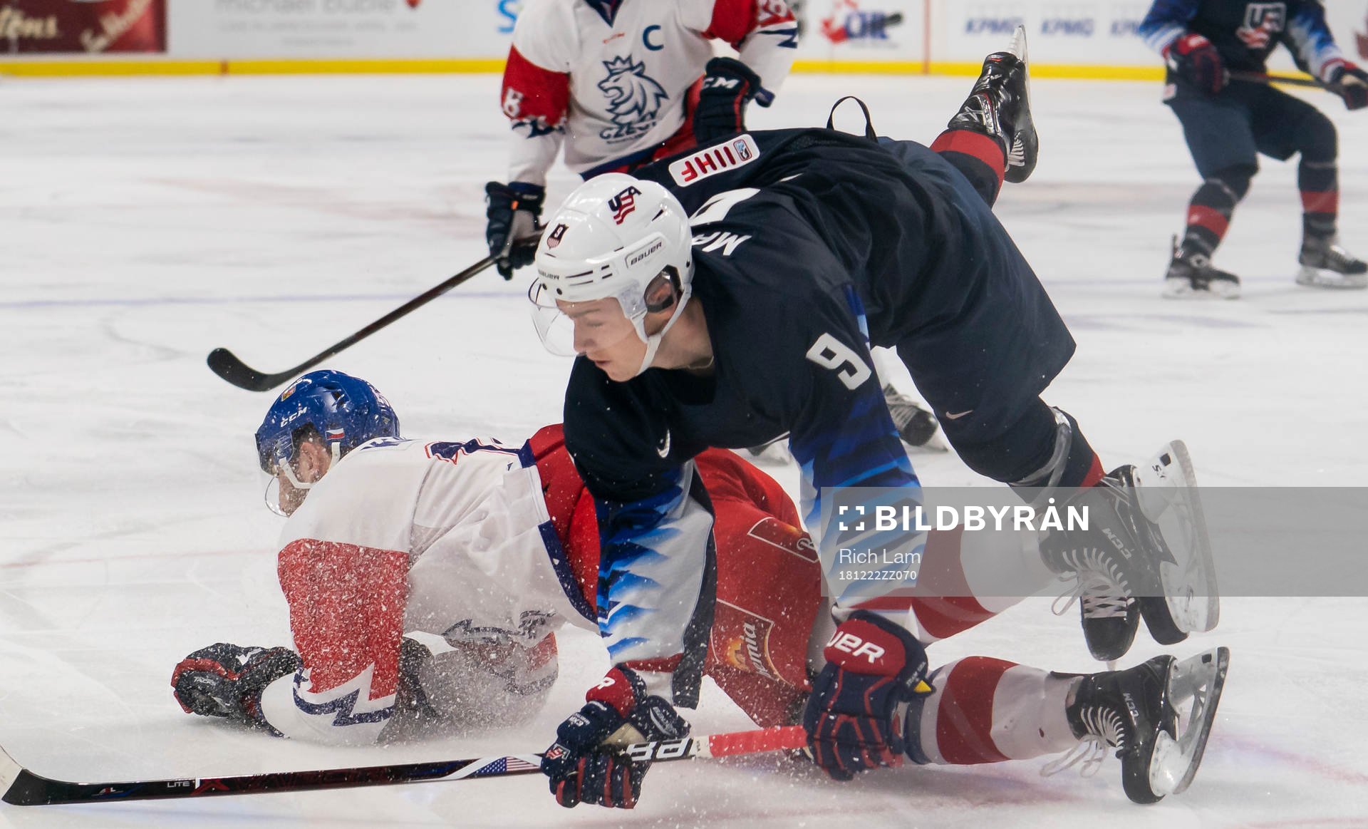Tyler Madden #9 of the United States and Krystof Hrabik #26