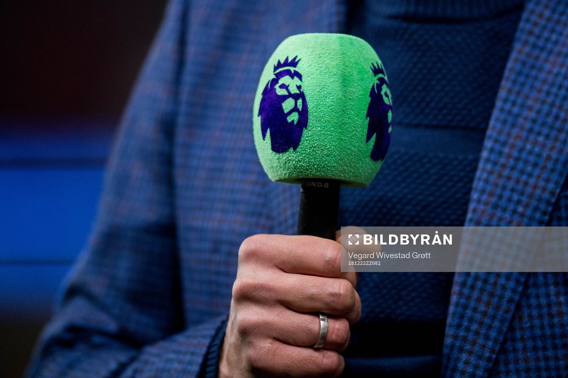 A green microphone
