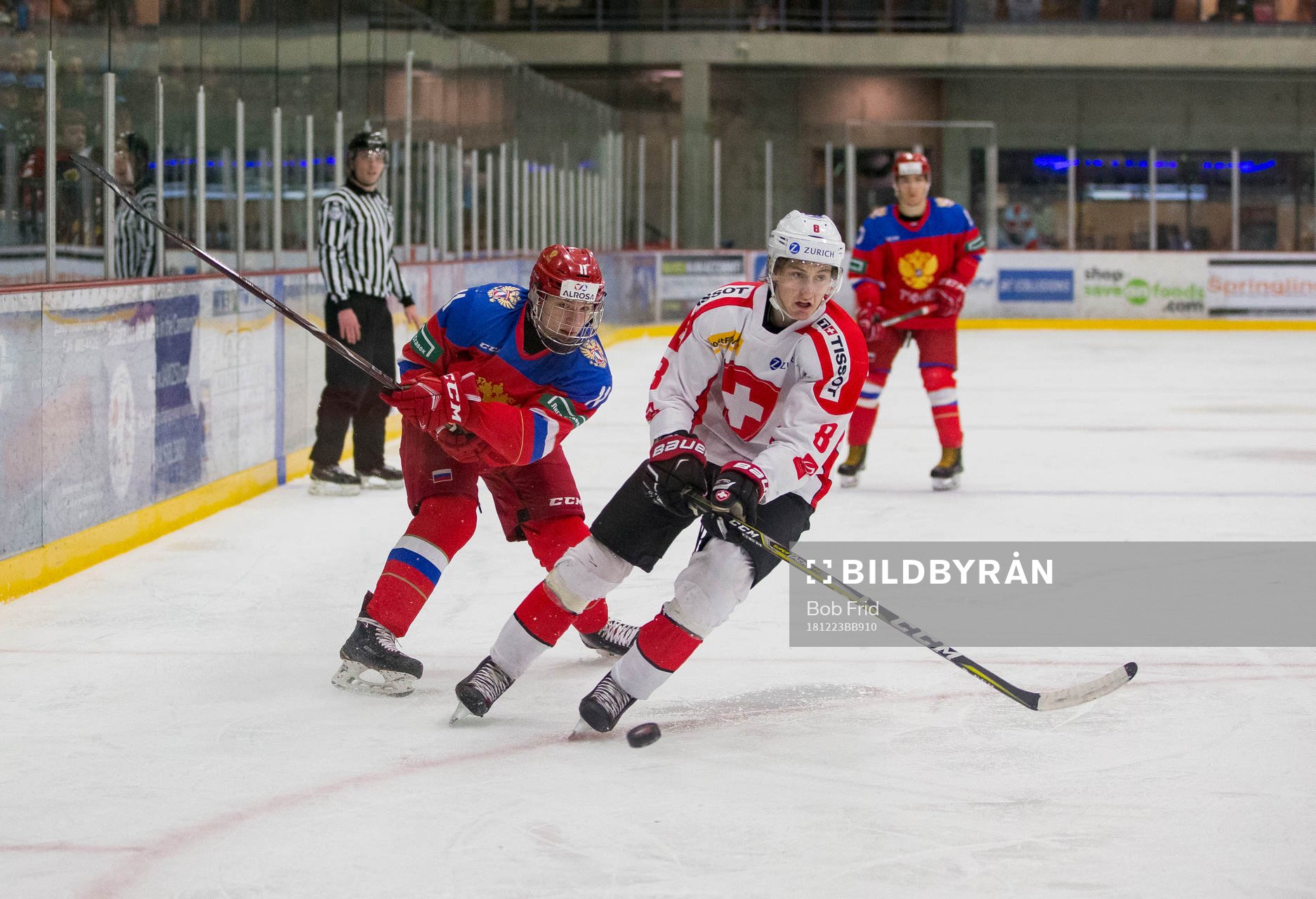 Russia forward Vasily Podkolzin (11)  and Switzerland