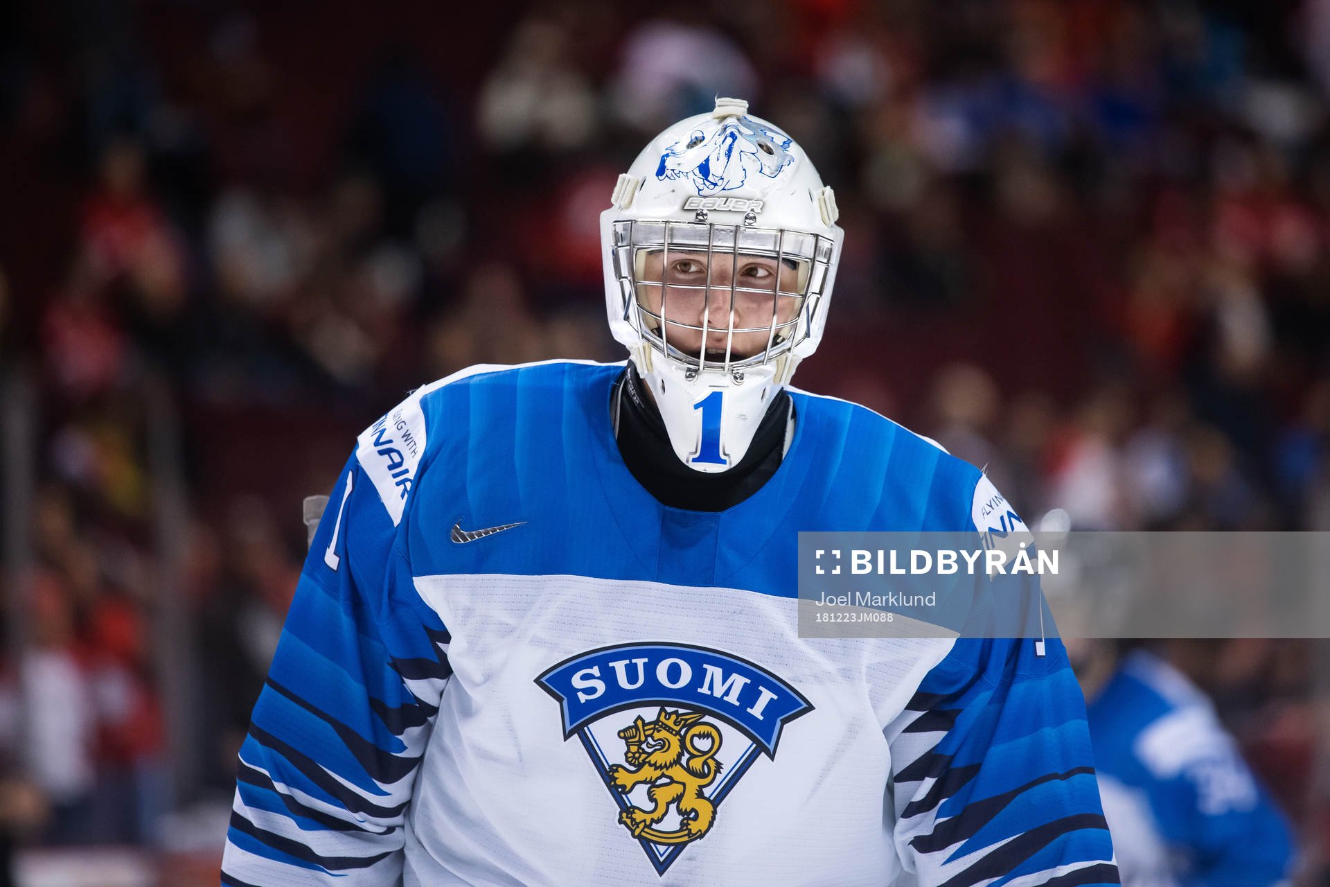 Goaltender Ukko-Pekka Luukkonen of Finland