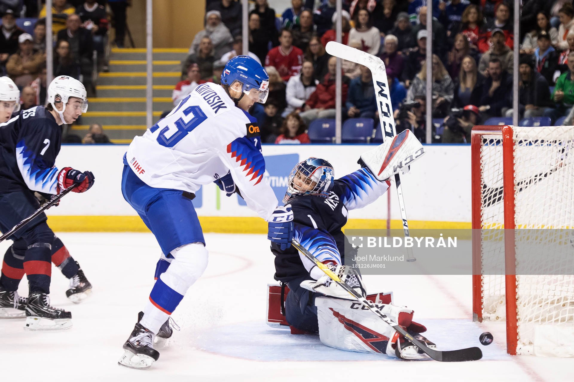 Filip Krivosik of Slovakia with a scoring opportunity