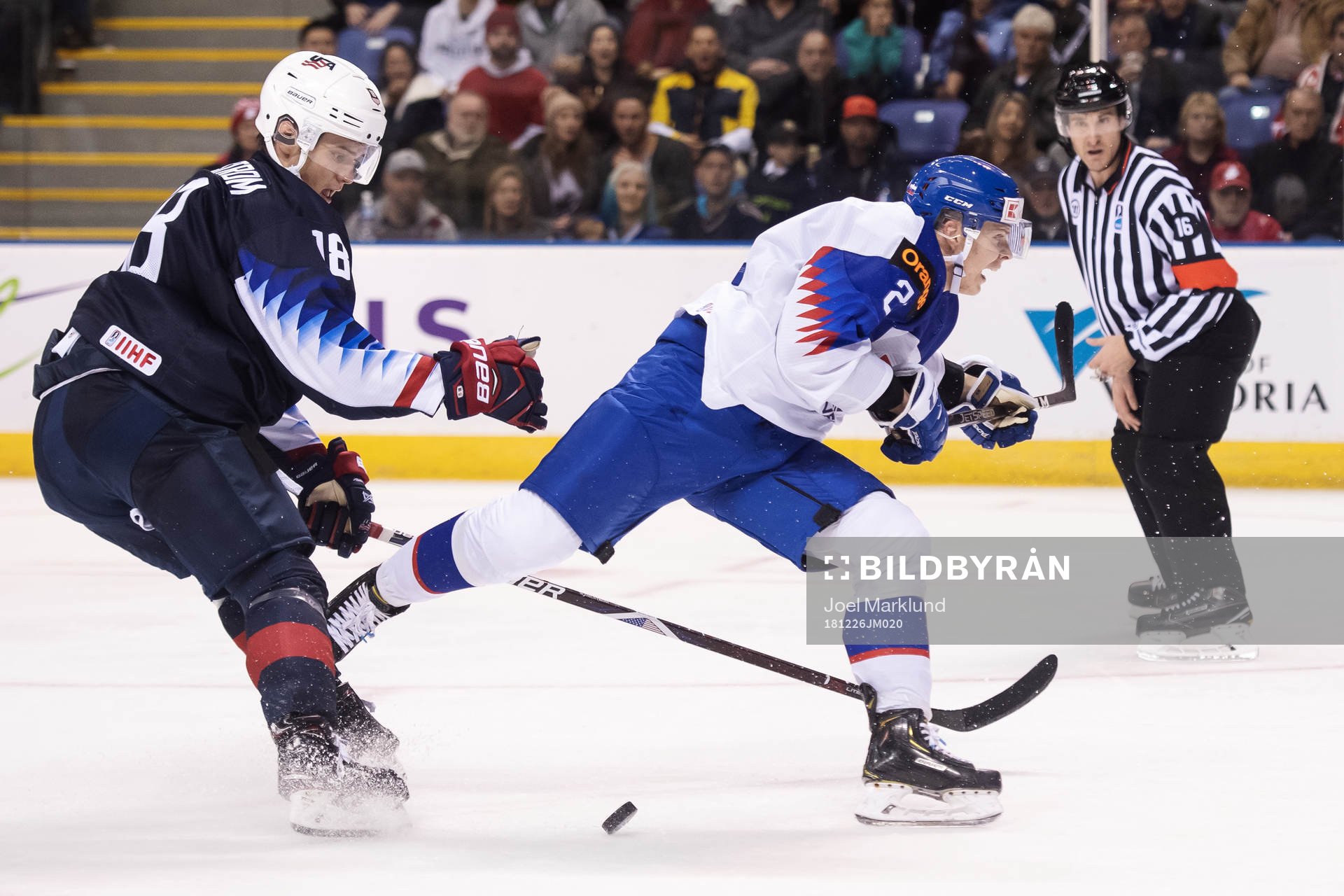 Oliver Wahlstrom of USA interferes Adam Liska of Slovakia