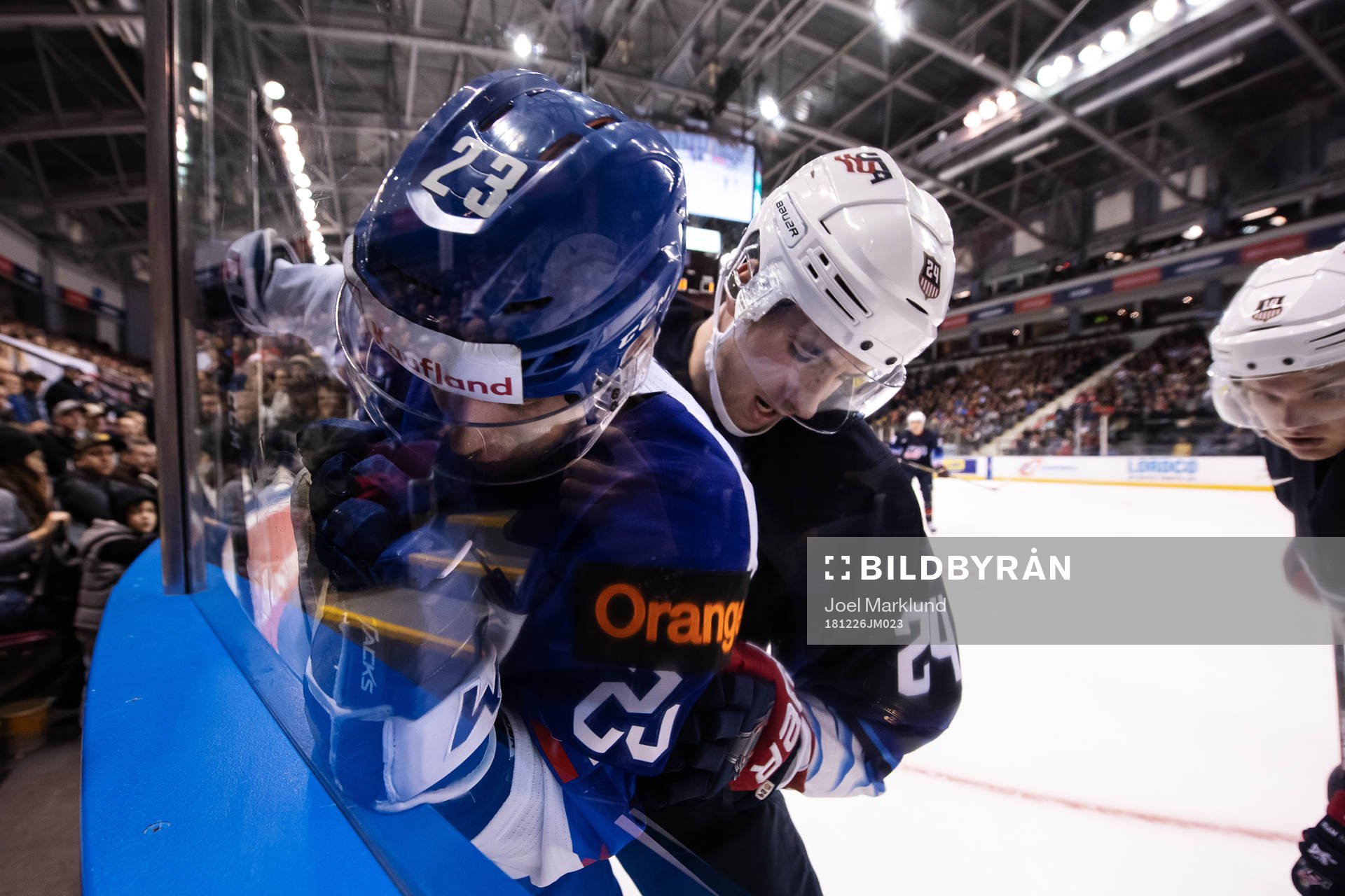 Adam Liska of Slovakia in action against Mattias Samuelsson