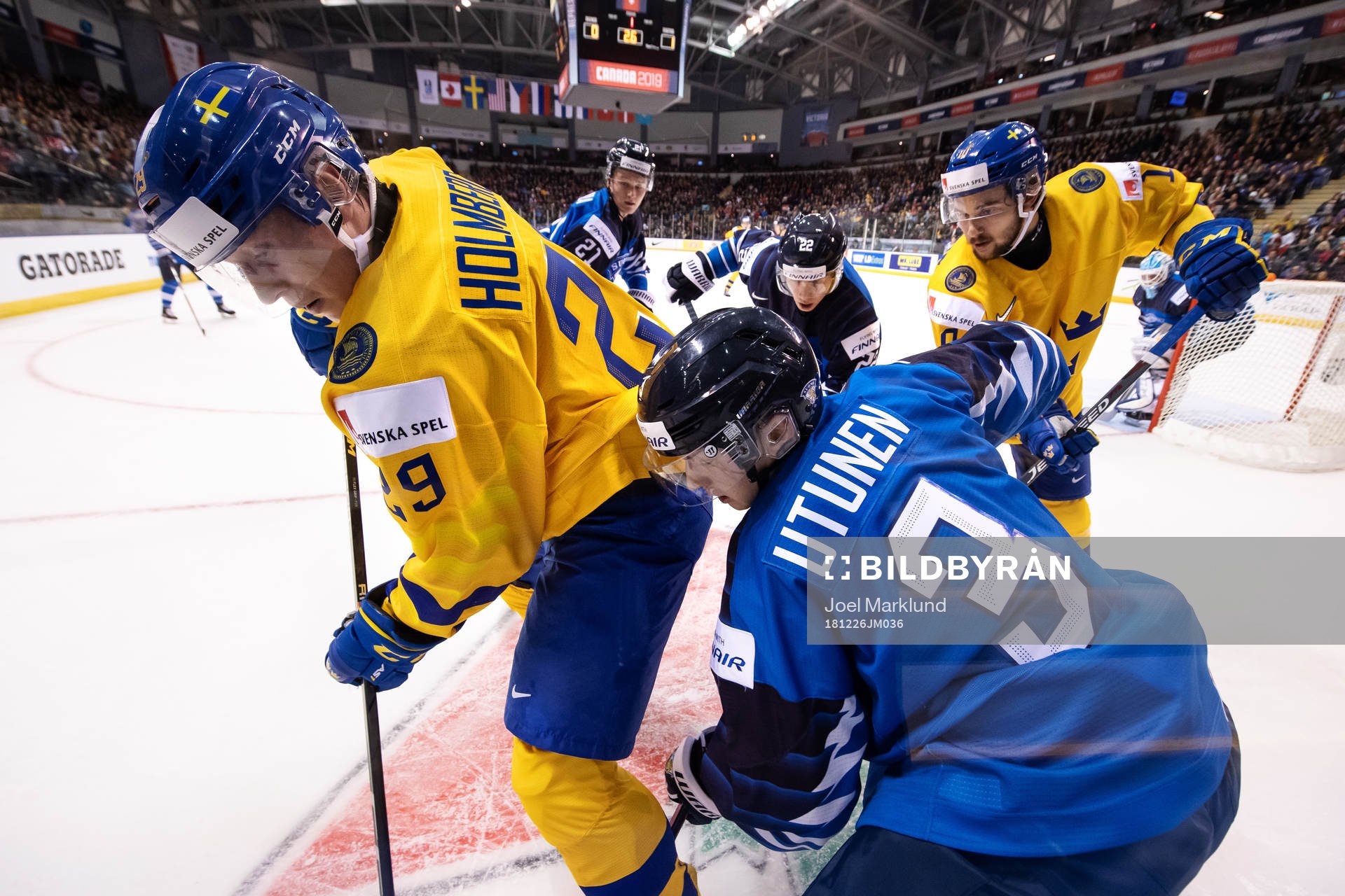 Pontus Holmberg and Emil Bemström of Sweden in action