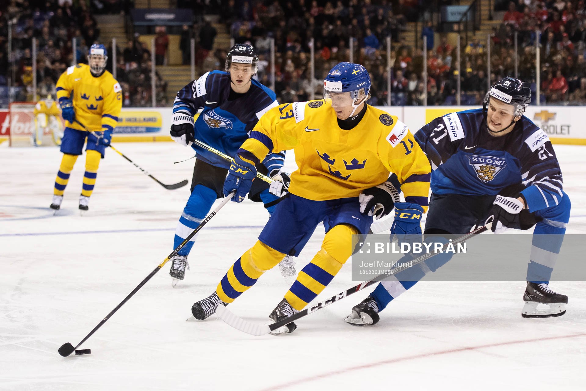 Linus Nyman and Otto Latvala of Finland in action against