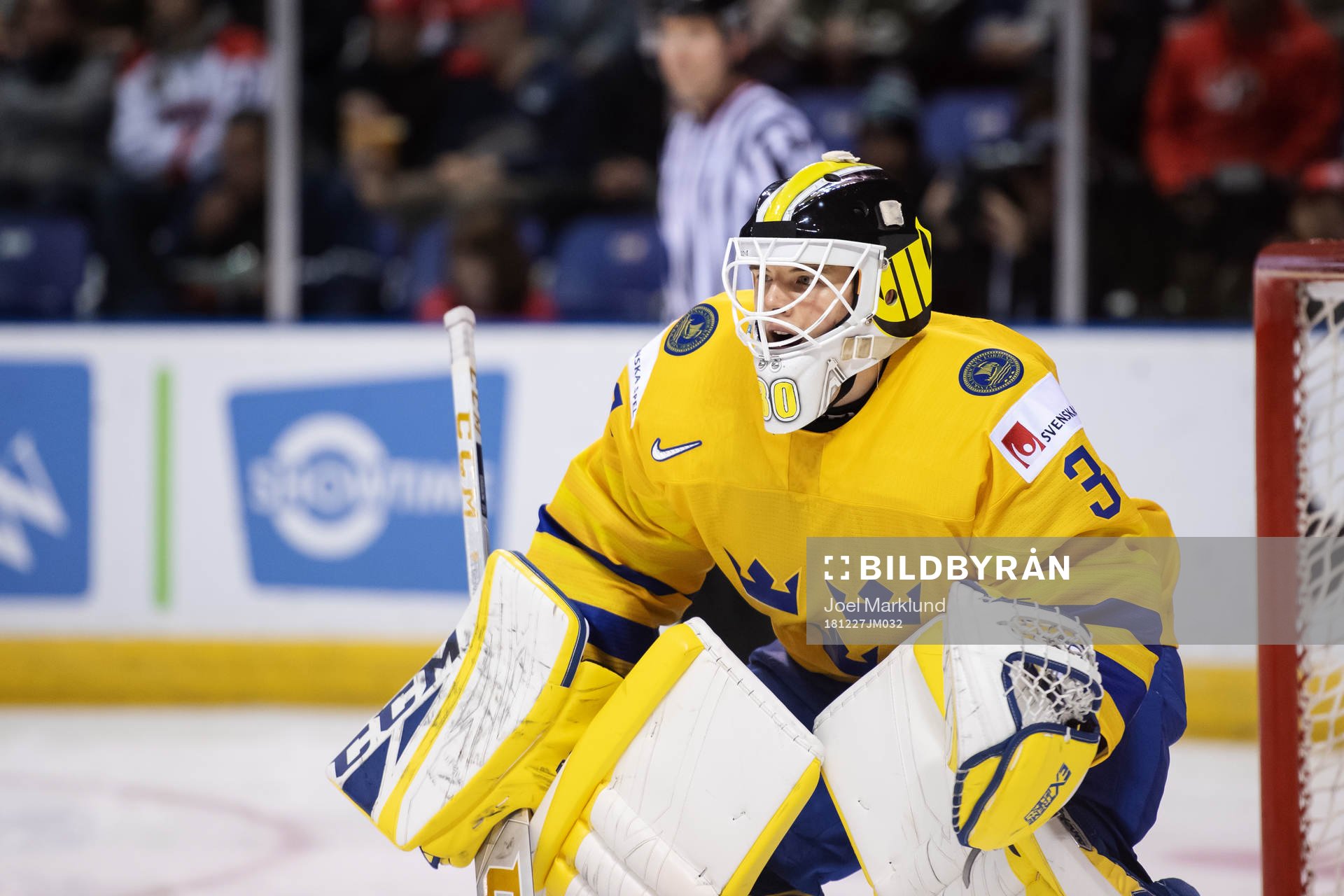 Goaltender Samuel Ersson of Sweden
