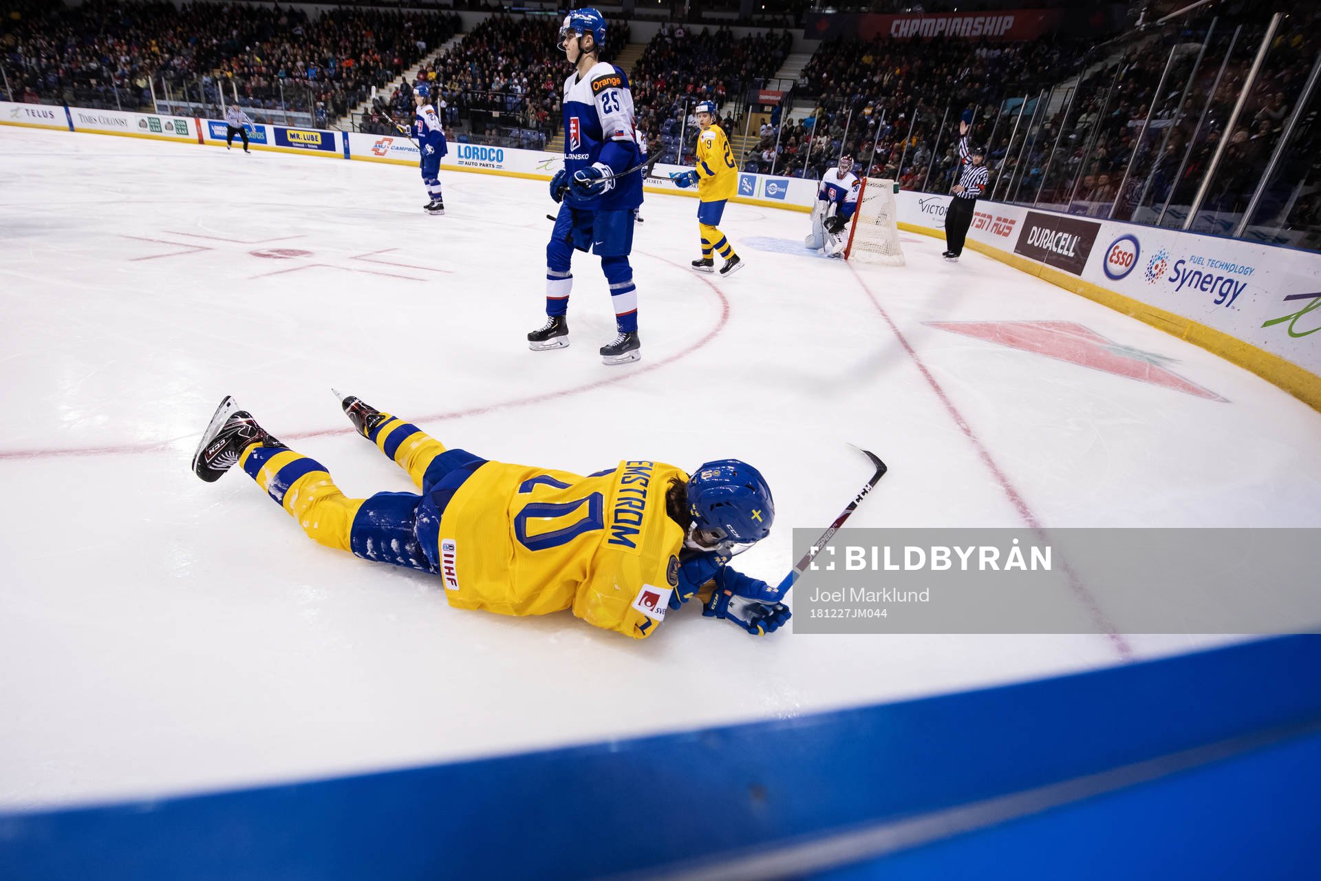 Emil Bemström of Sweden lies down