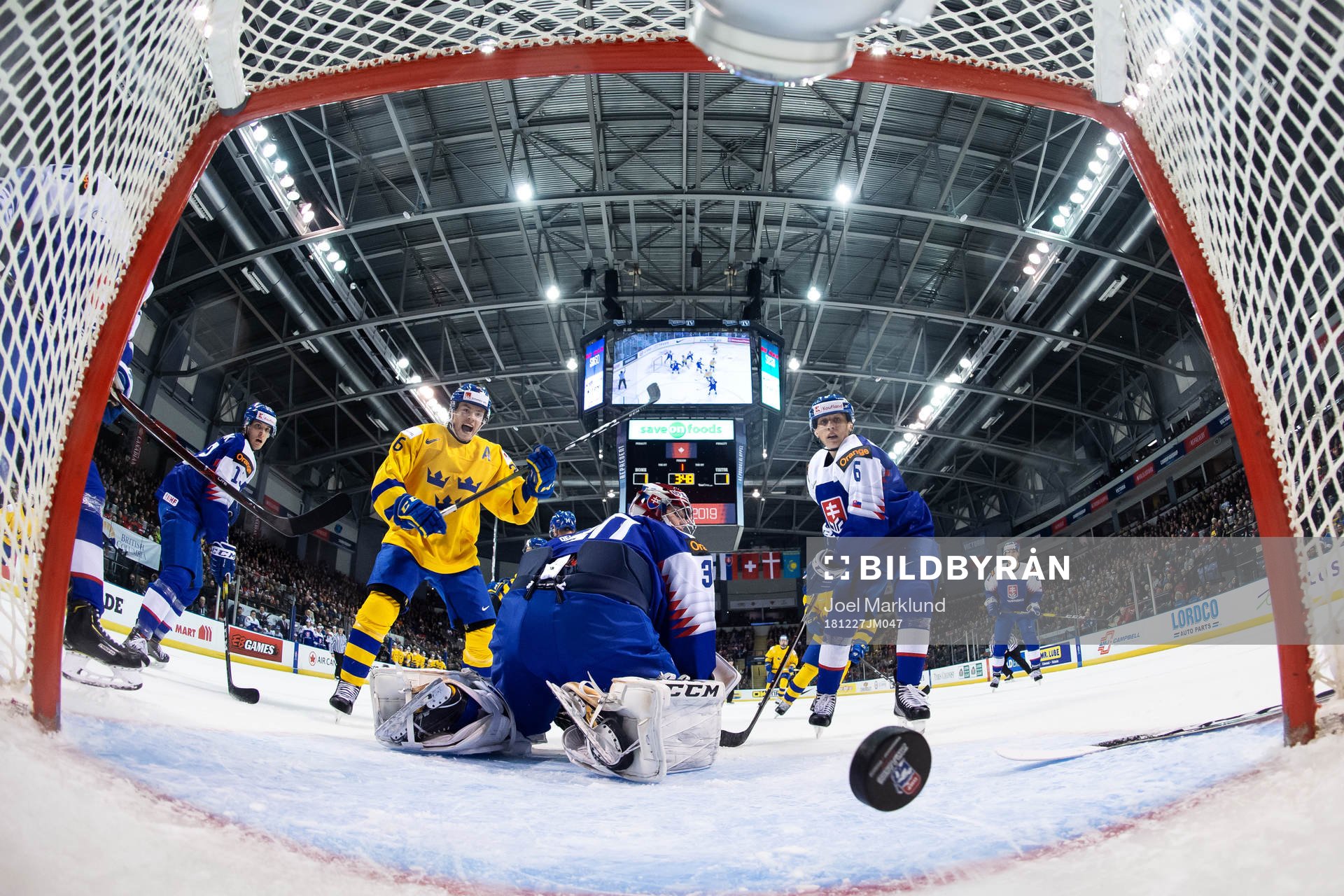 Rickard Hugg of Sweden celebrate the 1-2 goal from Lucas