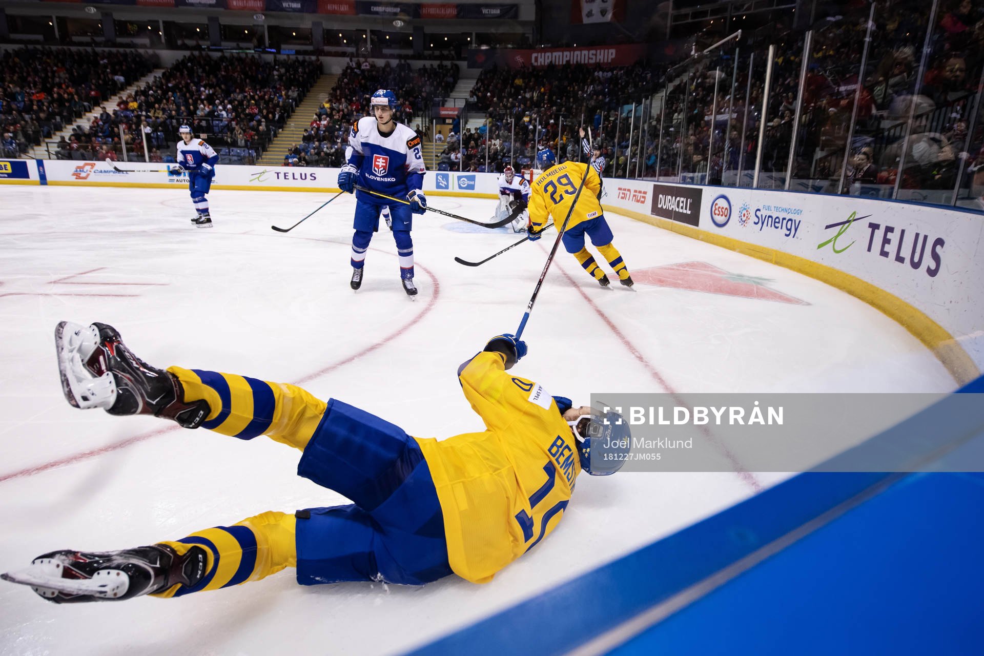 Emil Bemström of Sweden lies down