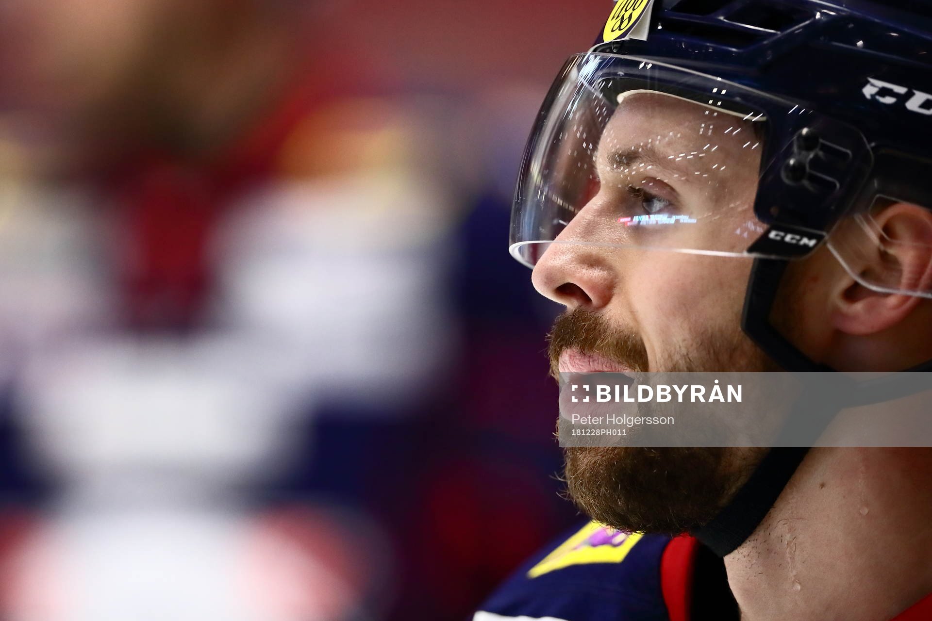 Linköpings James Wright före ishockeymatchen i SHL mellan