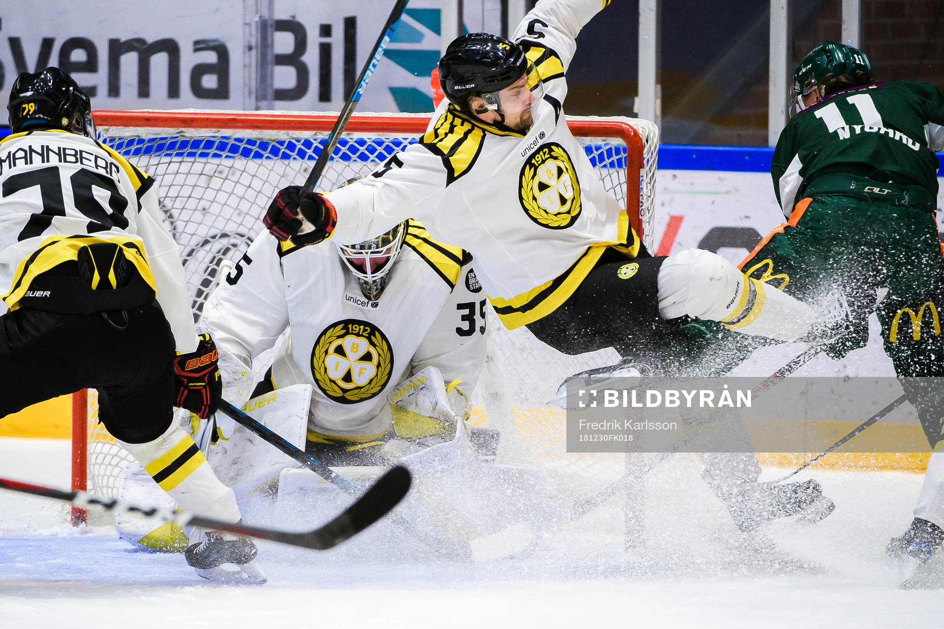 Brynäs målvakt David Rautio och Lukas Kilström
