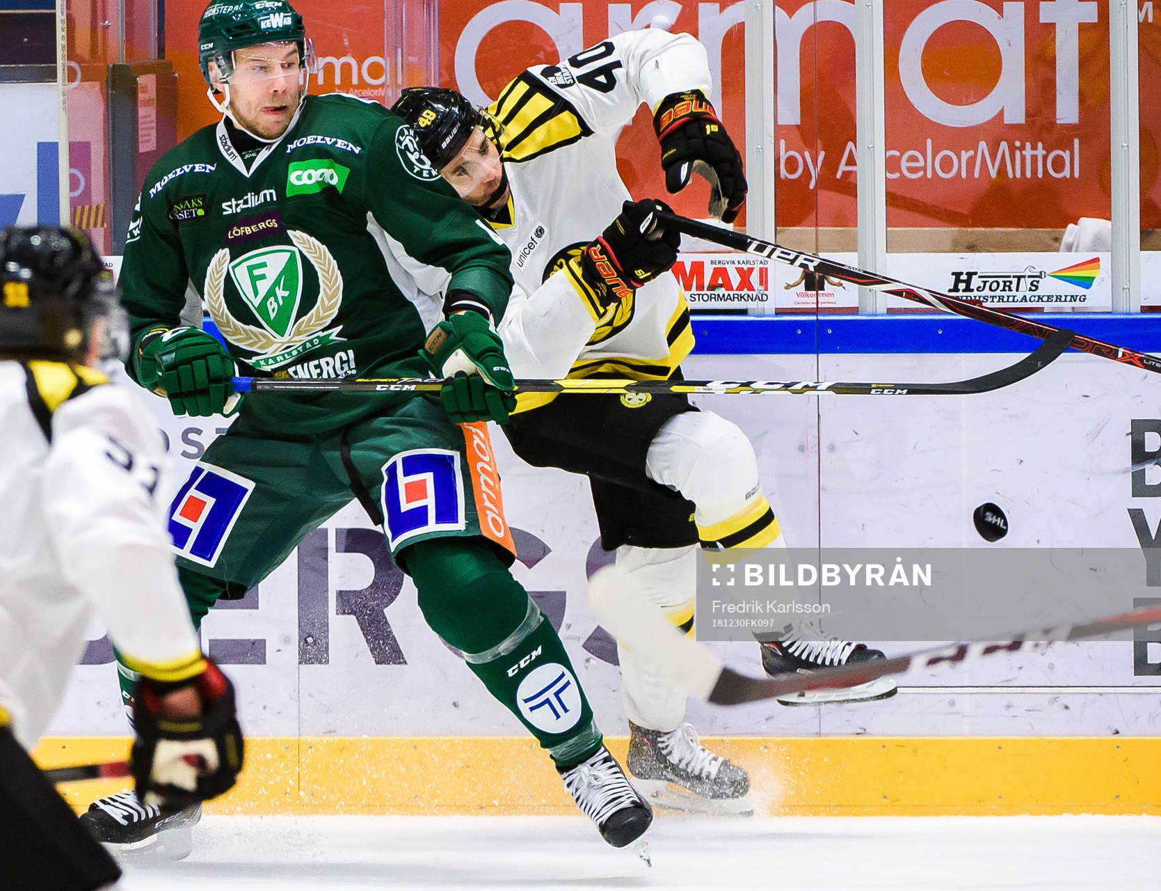 Färjestads Ilari Melart och Brynäs Jesper Jensen
