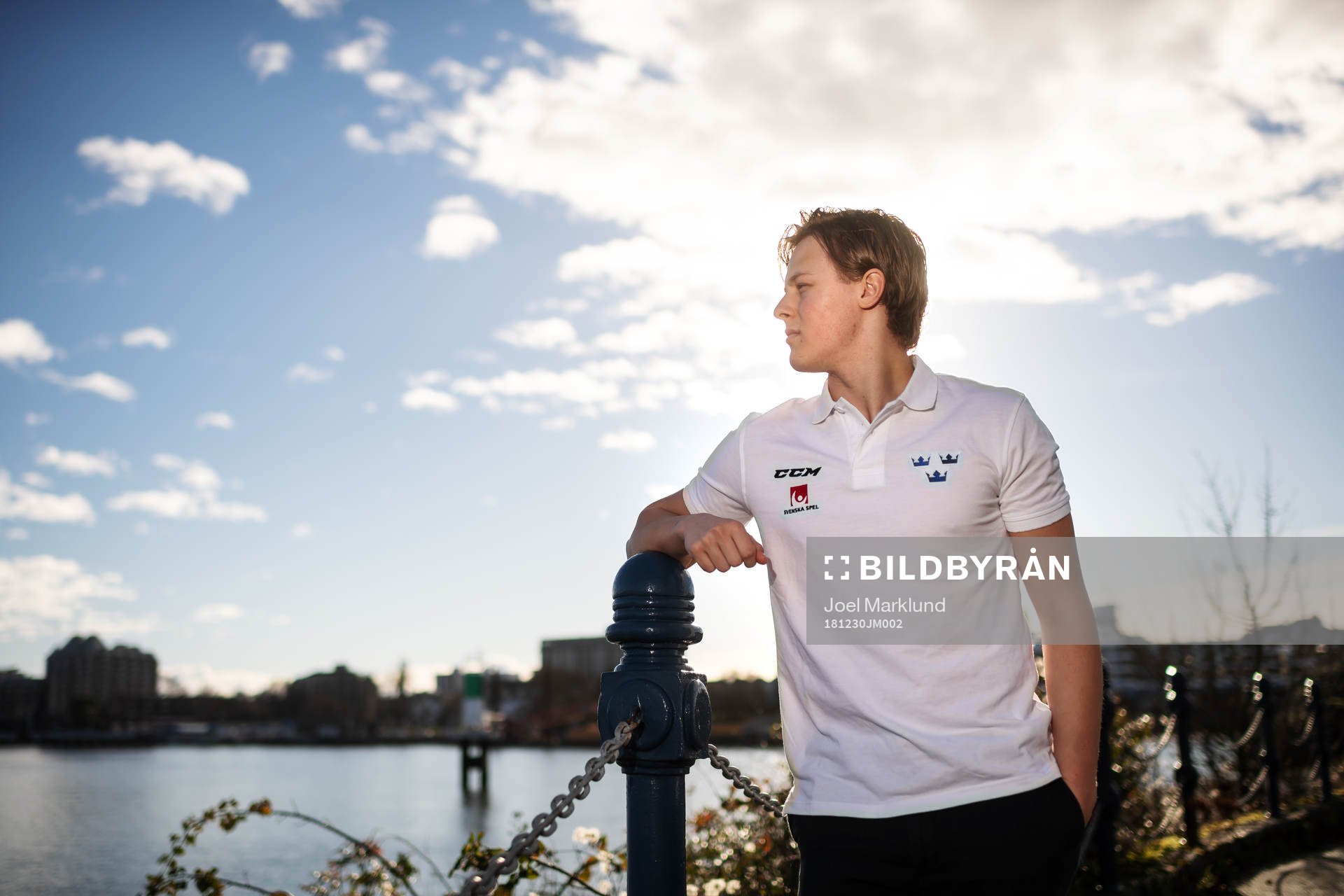 Adam Boqvist of team Sweden poses for a portrait at a press