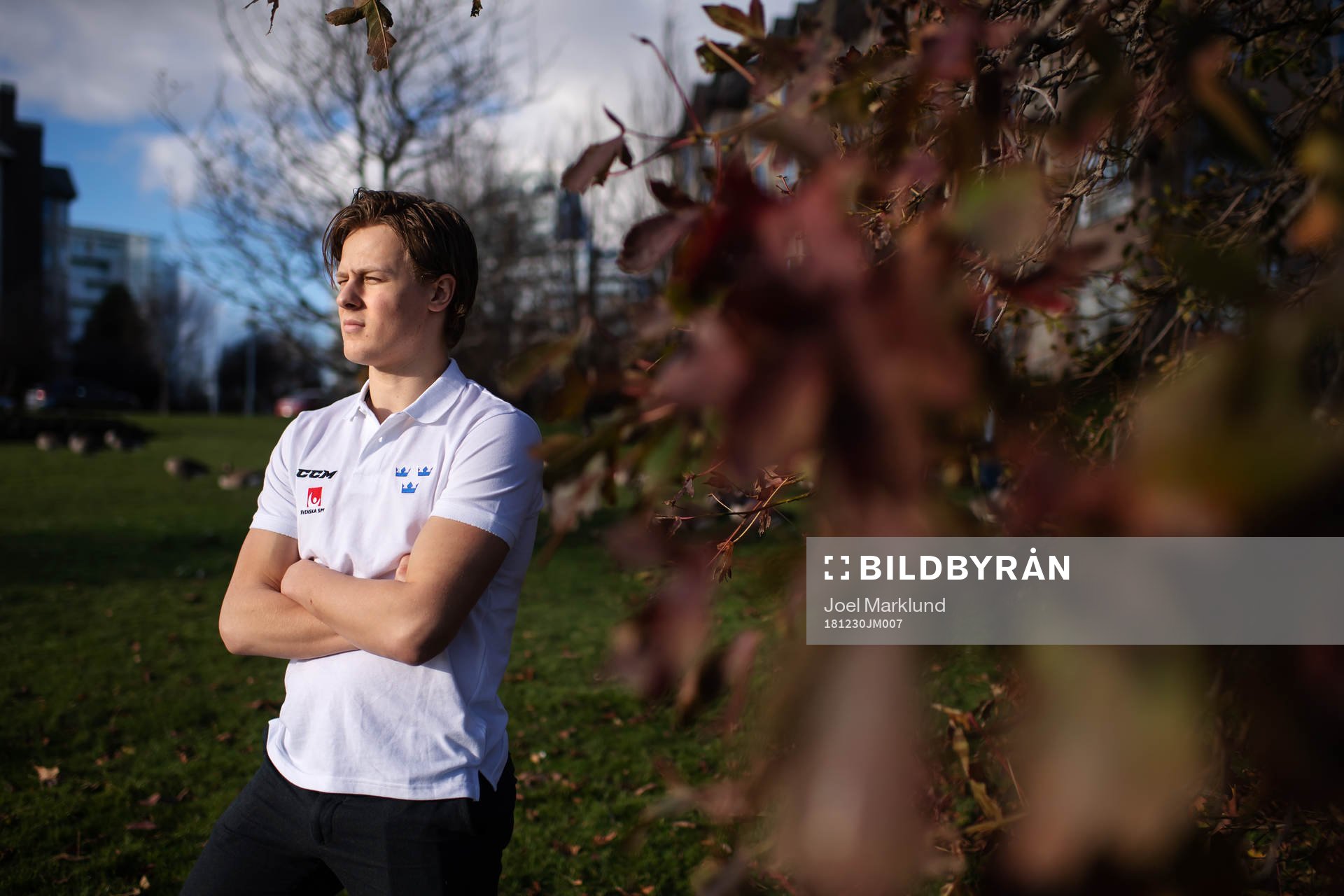 Adam Boqvist of team Sweden poses for a portrait at a press