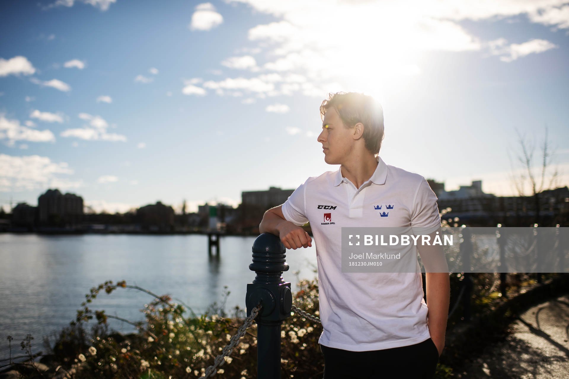 Adam Boqvist of team Sweden poses for a portrait at a press