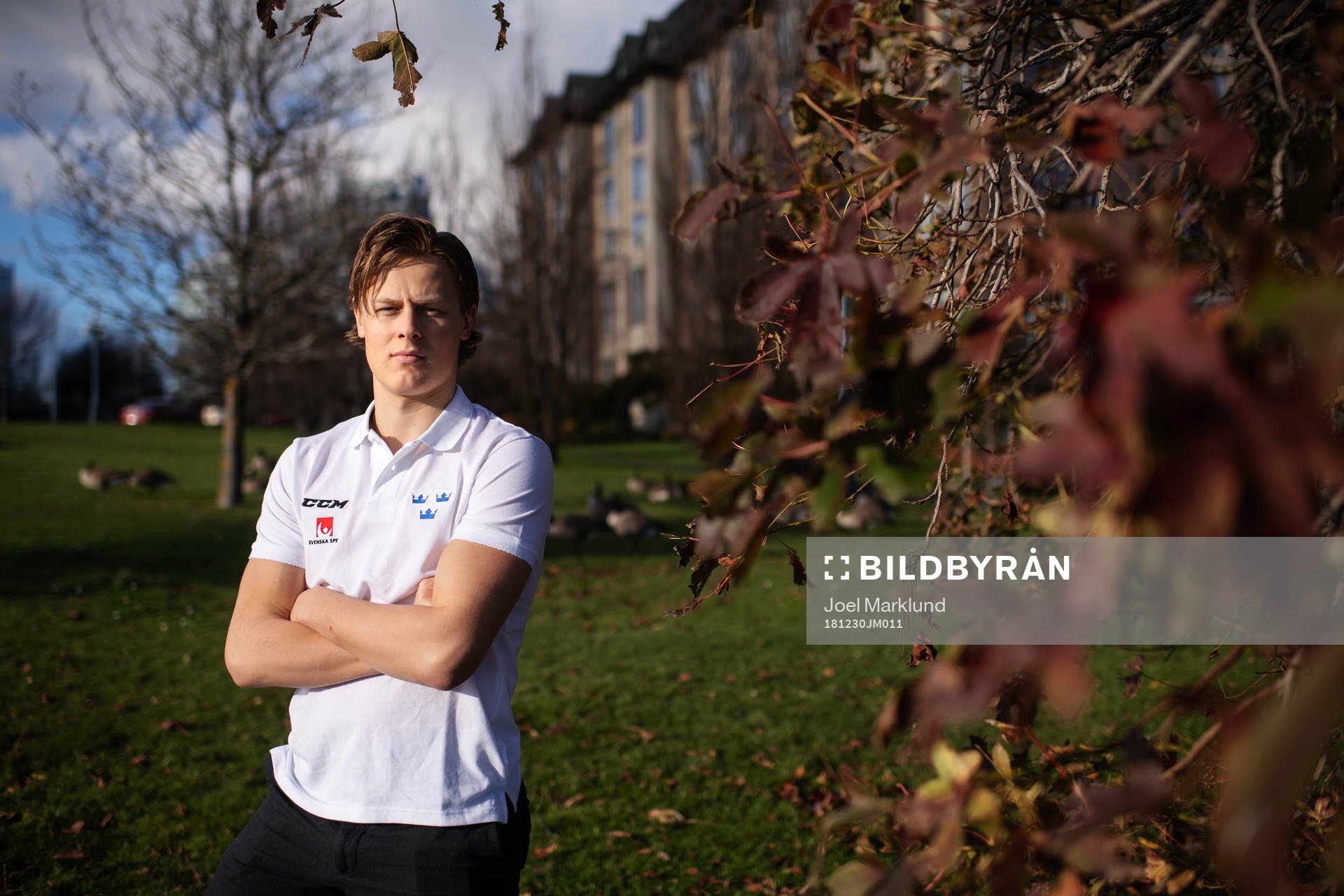 Adam Boqvist of team Sweden poses for a portrait at a press