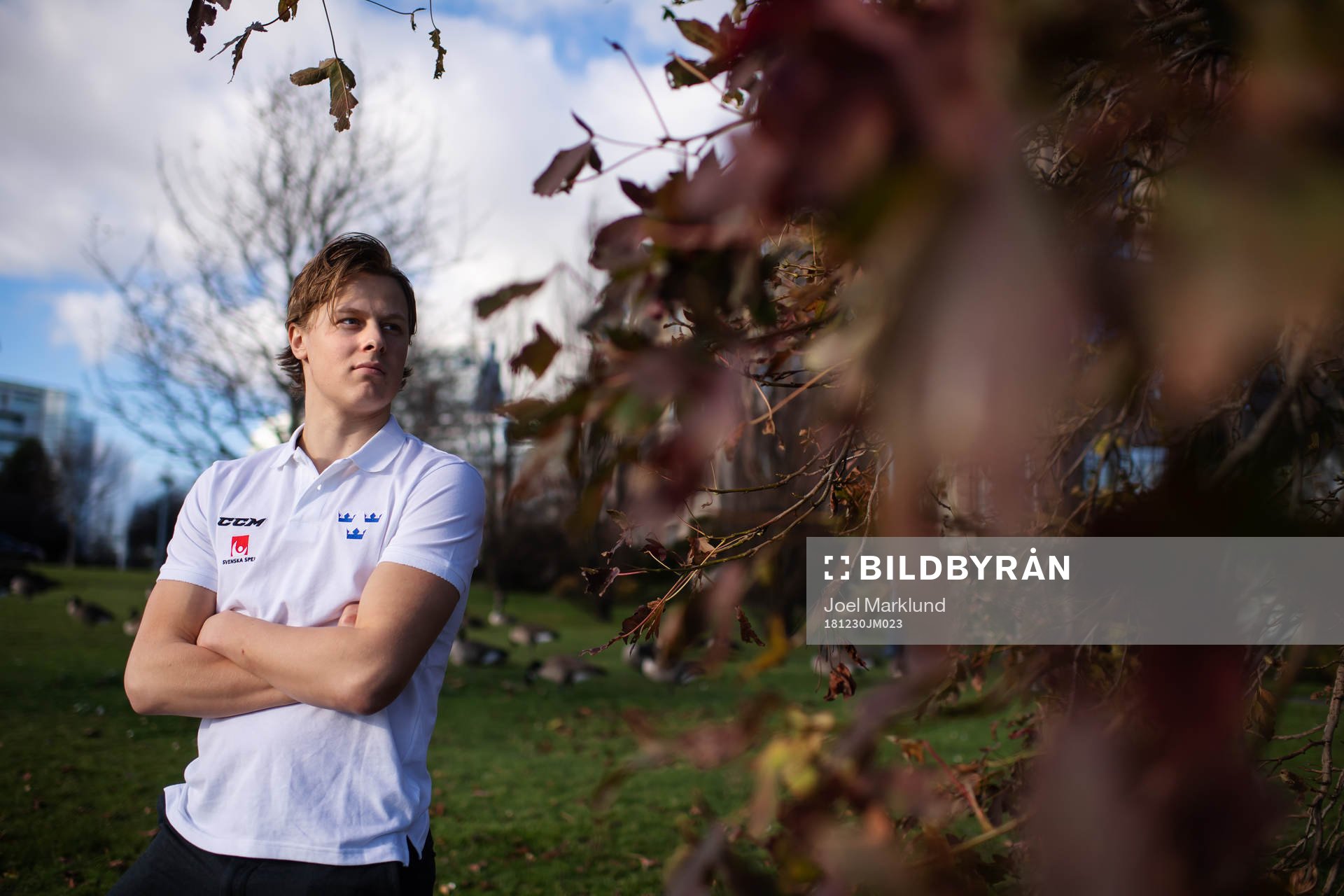 Adam Boqvist of team Sweden poses for a portrait at a press