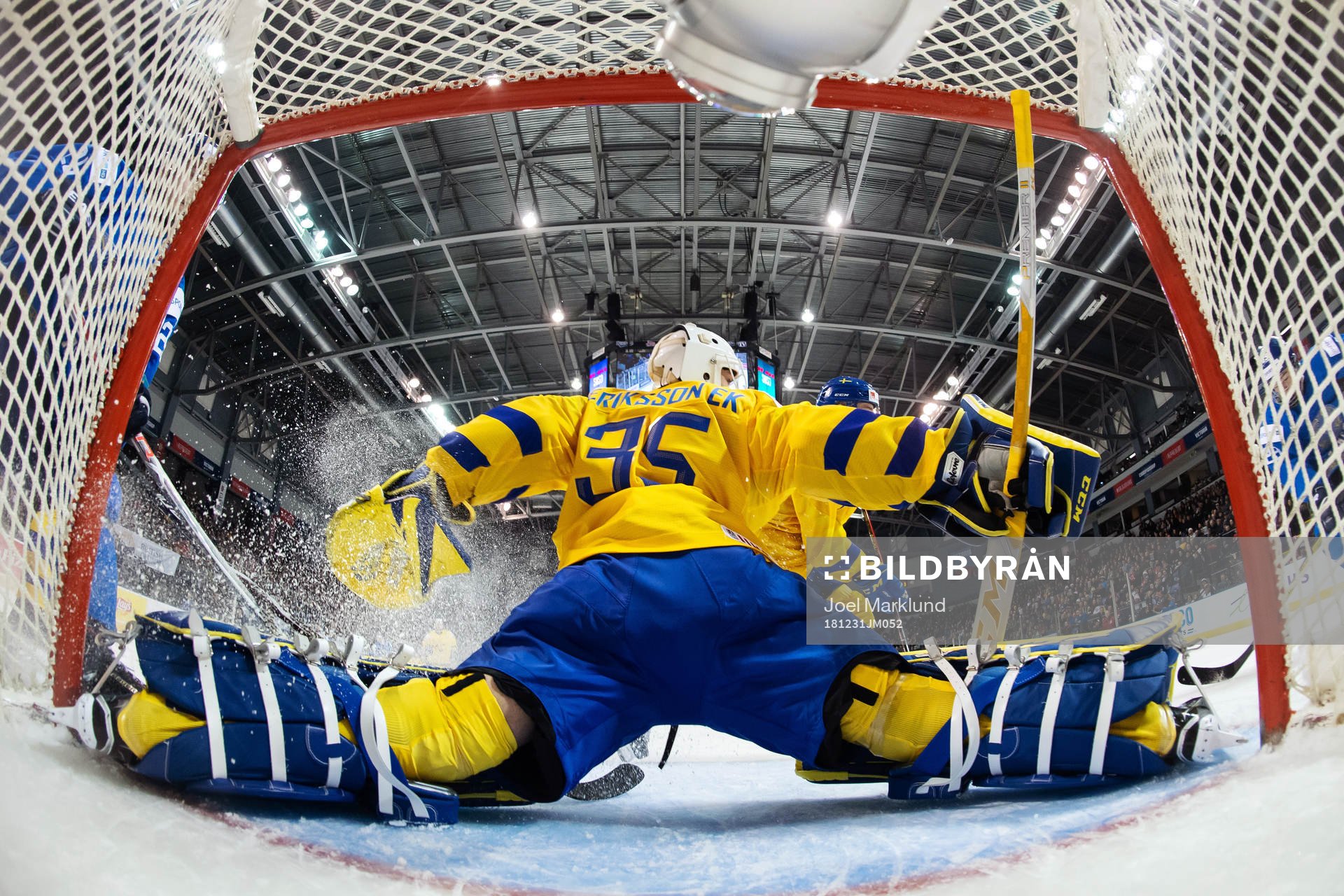 Goaltender Olle Eriksson Ek of Sweden