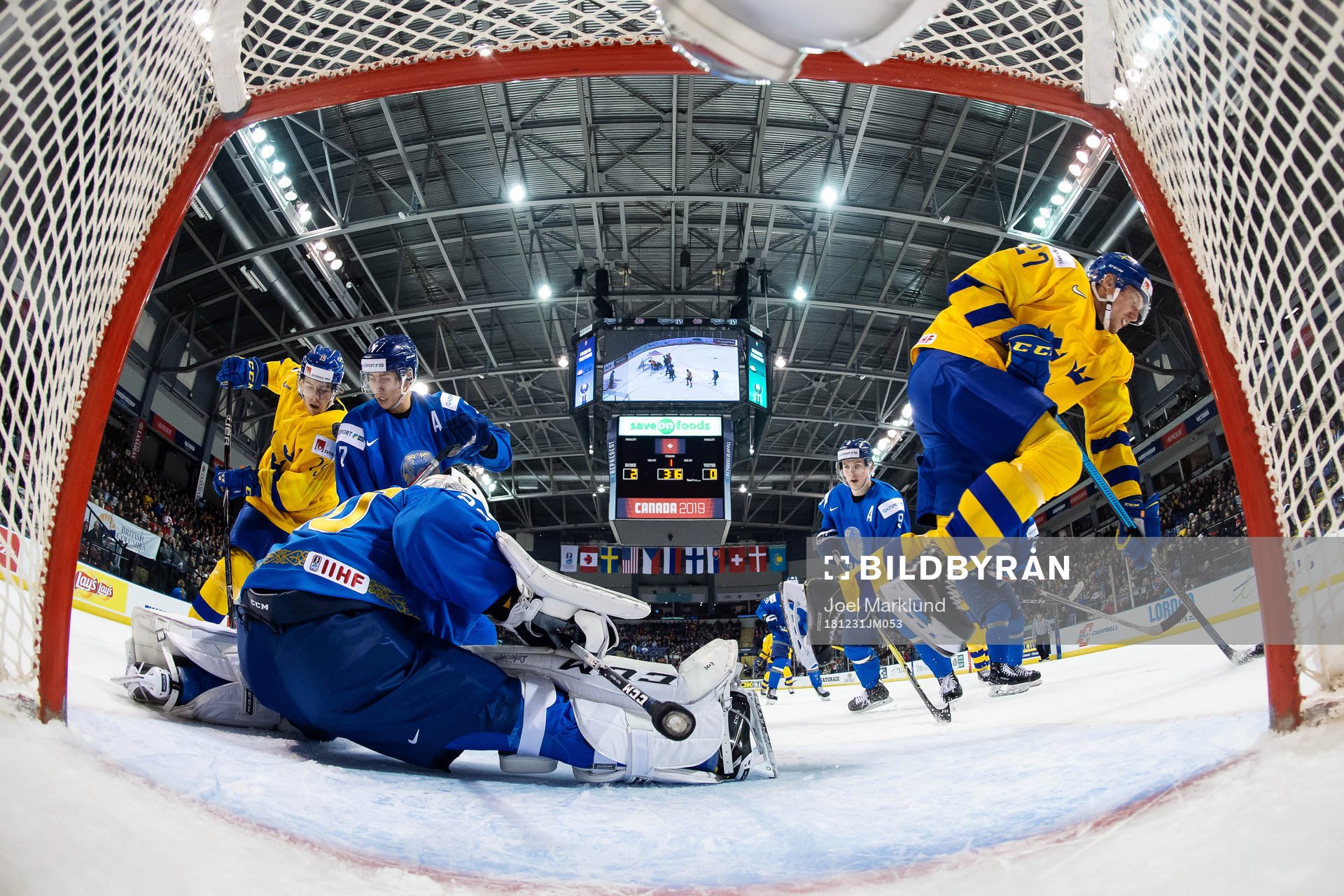 Filip Hållander and David Gustafsson of Sweden attacks in