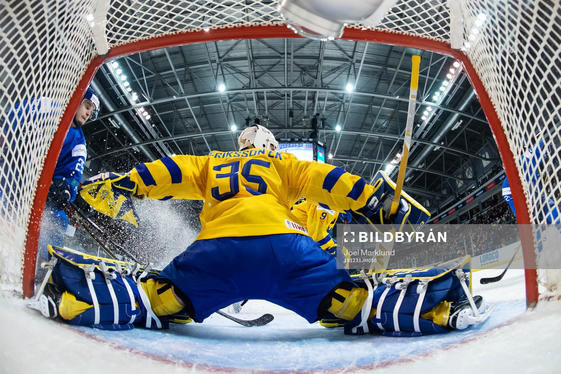 Goaltender Olle Eriksson Ek of Sweden