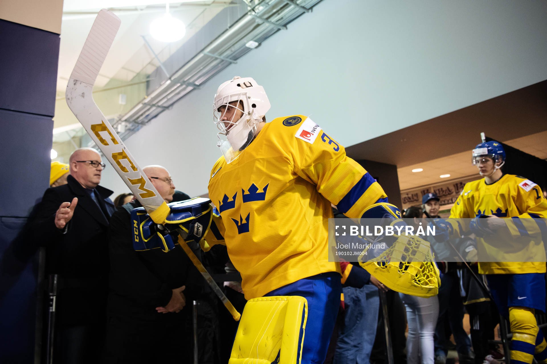 Goaltender Olle Eriksson Ek of Sweden