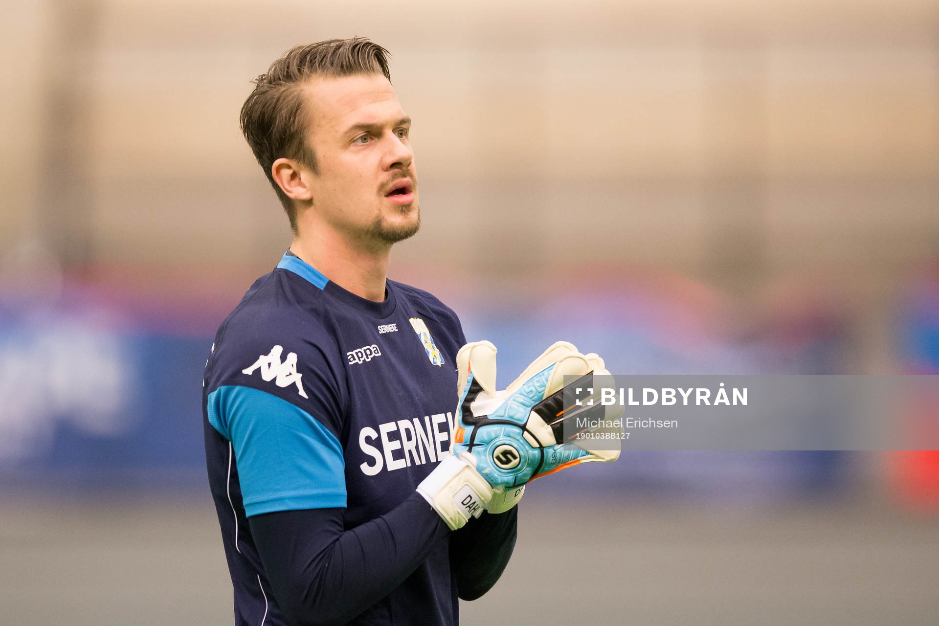 IFK Göteborgs målvakt Erik Dahlin under en träning med IFK Göteborg den 3 januari 2019 i Göteborg.