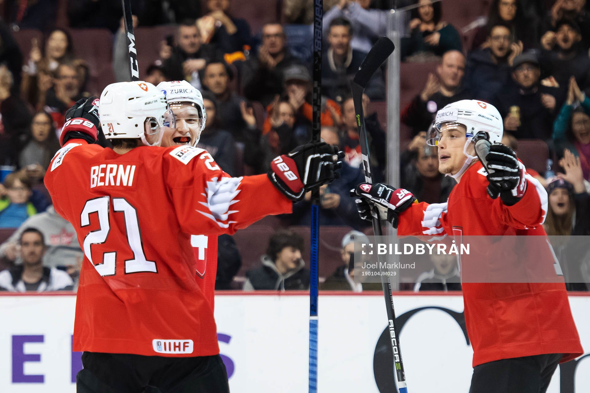 Tim Berni, Philipp Kurashev and Luca Wyss of Switzerland
