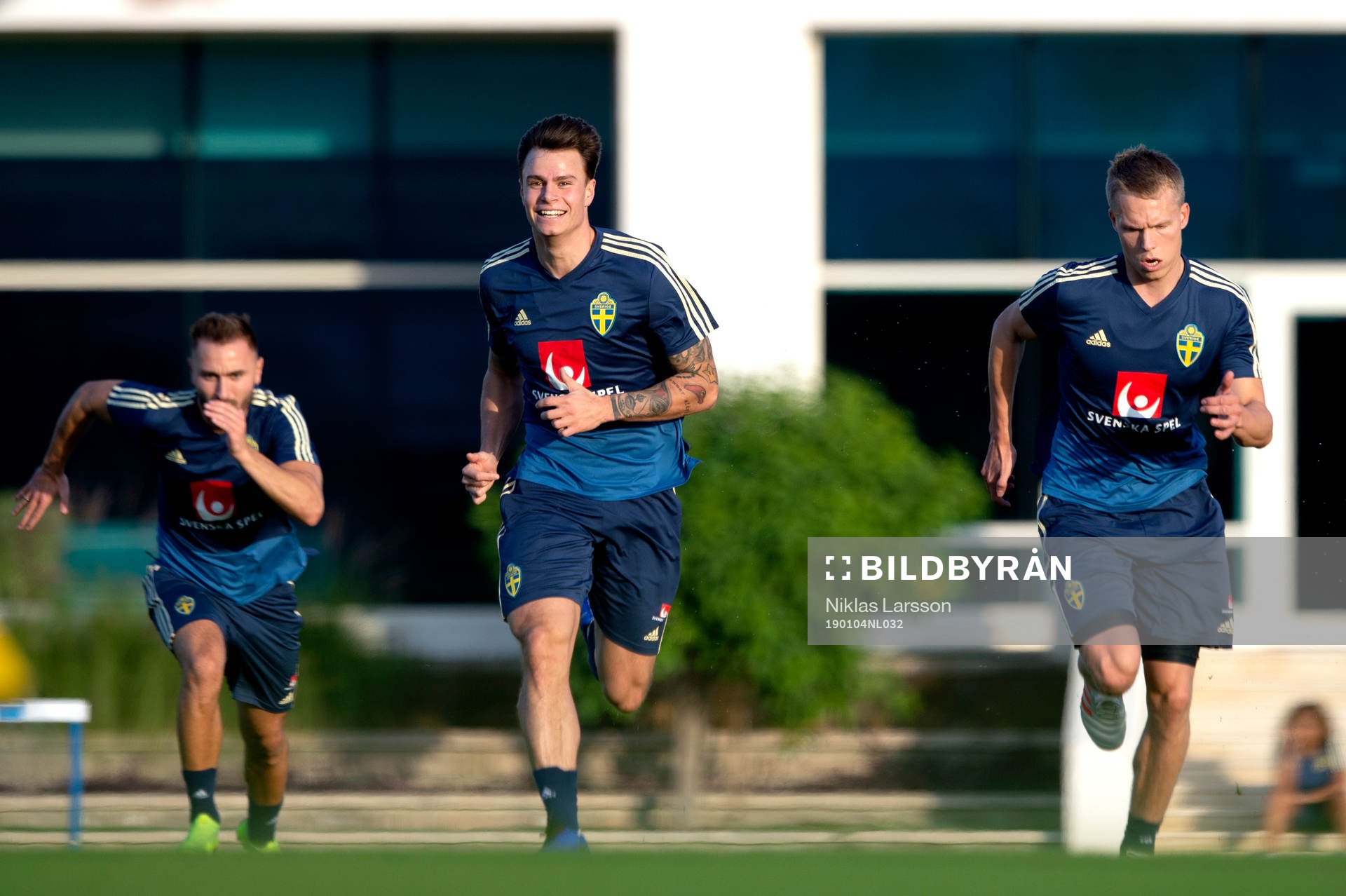 Sweden's Muamer Tankovic, Melker Hallberg and Jonathan