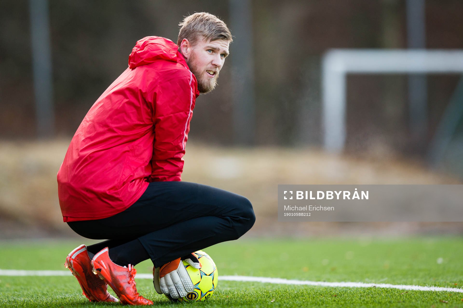 Örgrytes målvakt Fredrik Andersson under en träning med Örgryte den 5 januari 2019 i Göteborg.