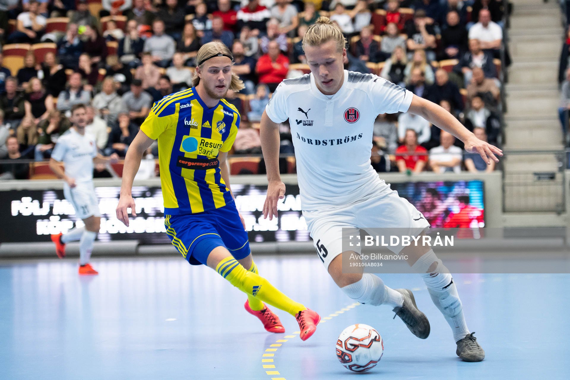 Hittarps Jonathan Olsson under finalen av fotbollsturneringen Nyårssaluten mellan Eskilsminne och Hittarp den 6 januari 2019 i Helsingborg