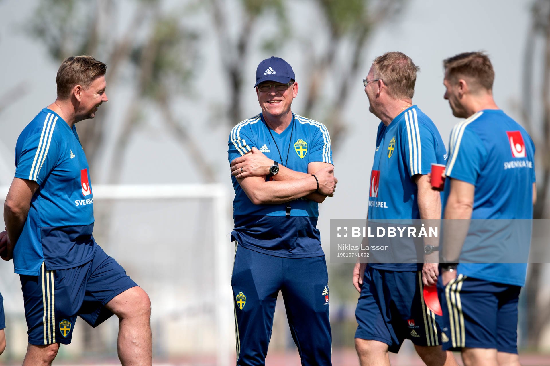 Sweden's head coach Janne Andersson and assistant coach