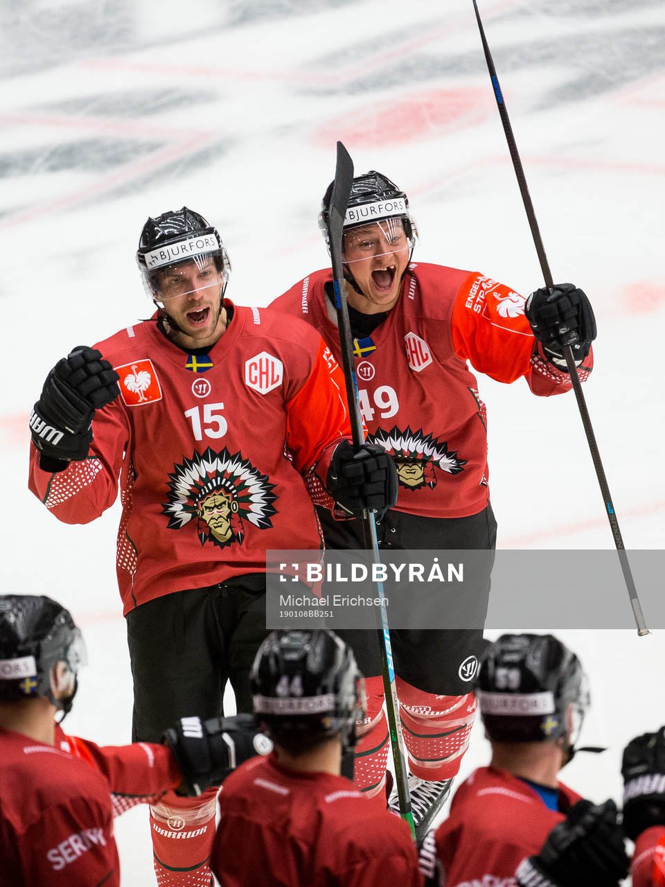 Anders Grönlund of Frölunda celebrates scoring 4-2 with