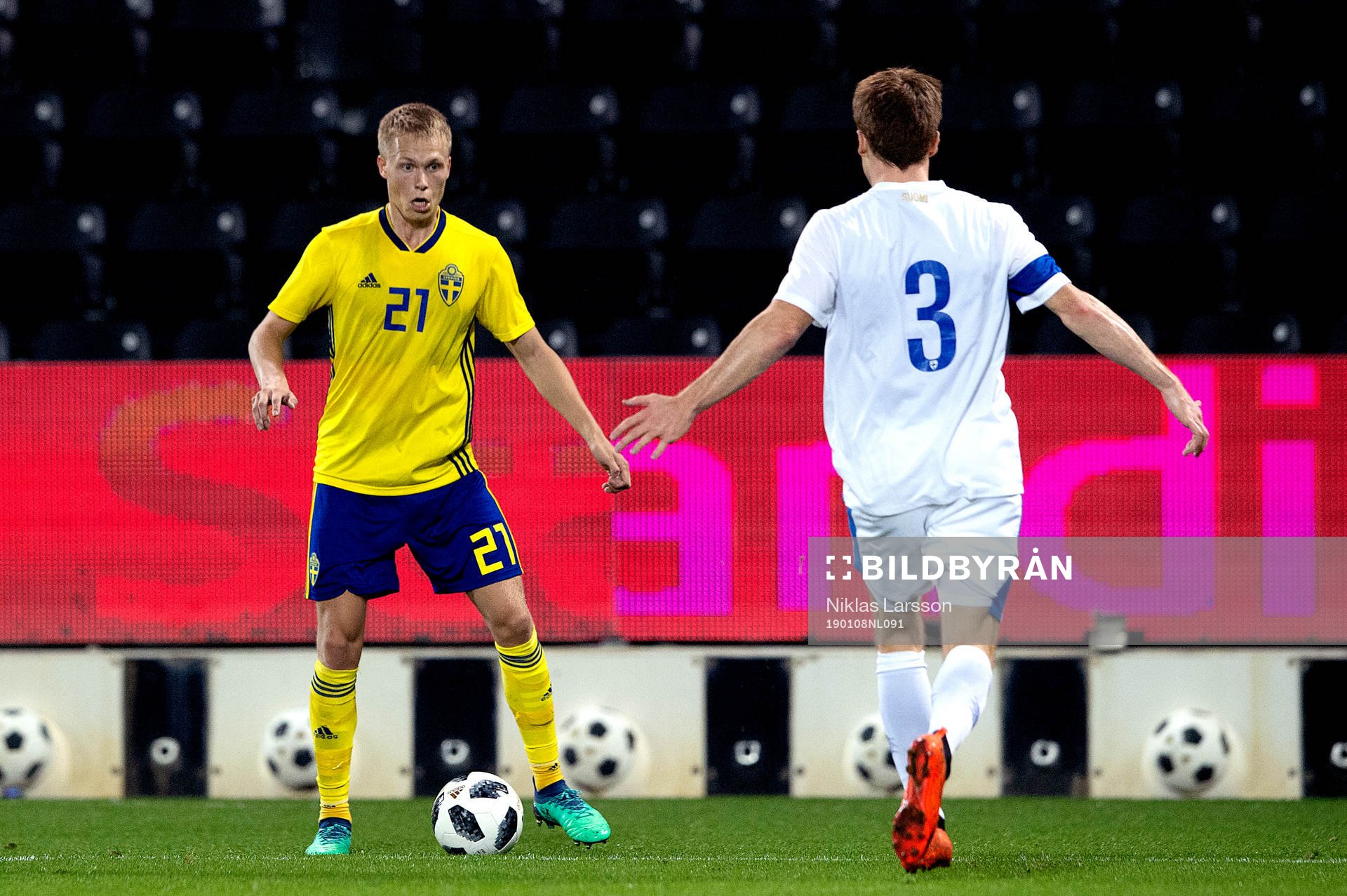 Sweden's Jonathan Augustinsson during the international friendly football match between Sweden and Finland on January 8, 2019 in Doha.