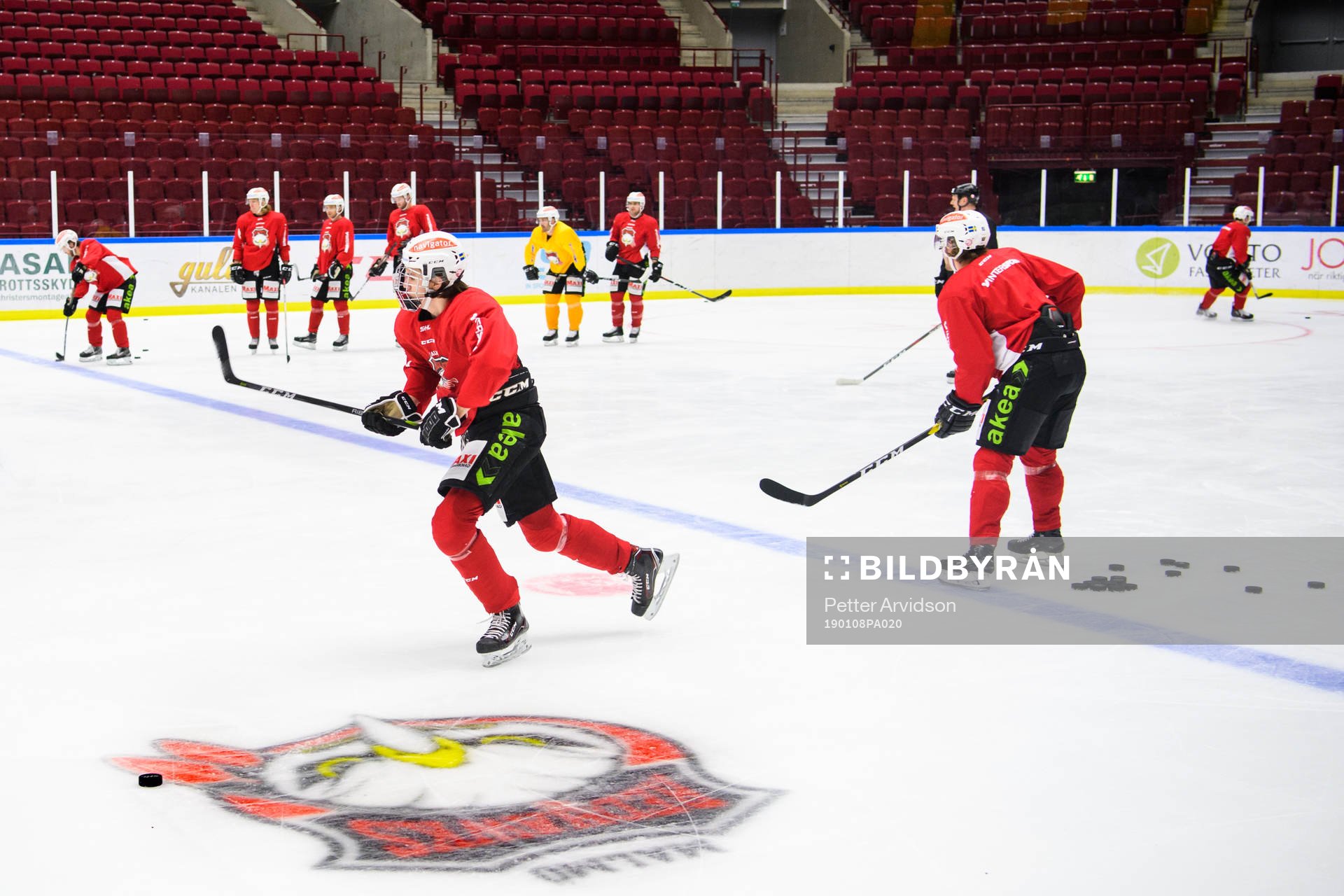 Generell bild över en ishockeyträning med Malmö Redhawks