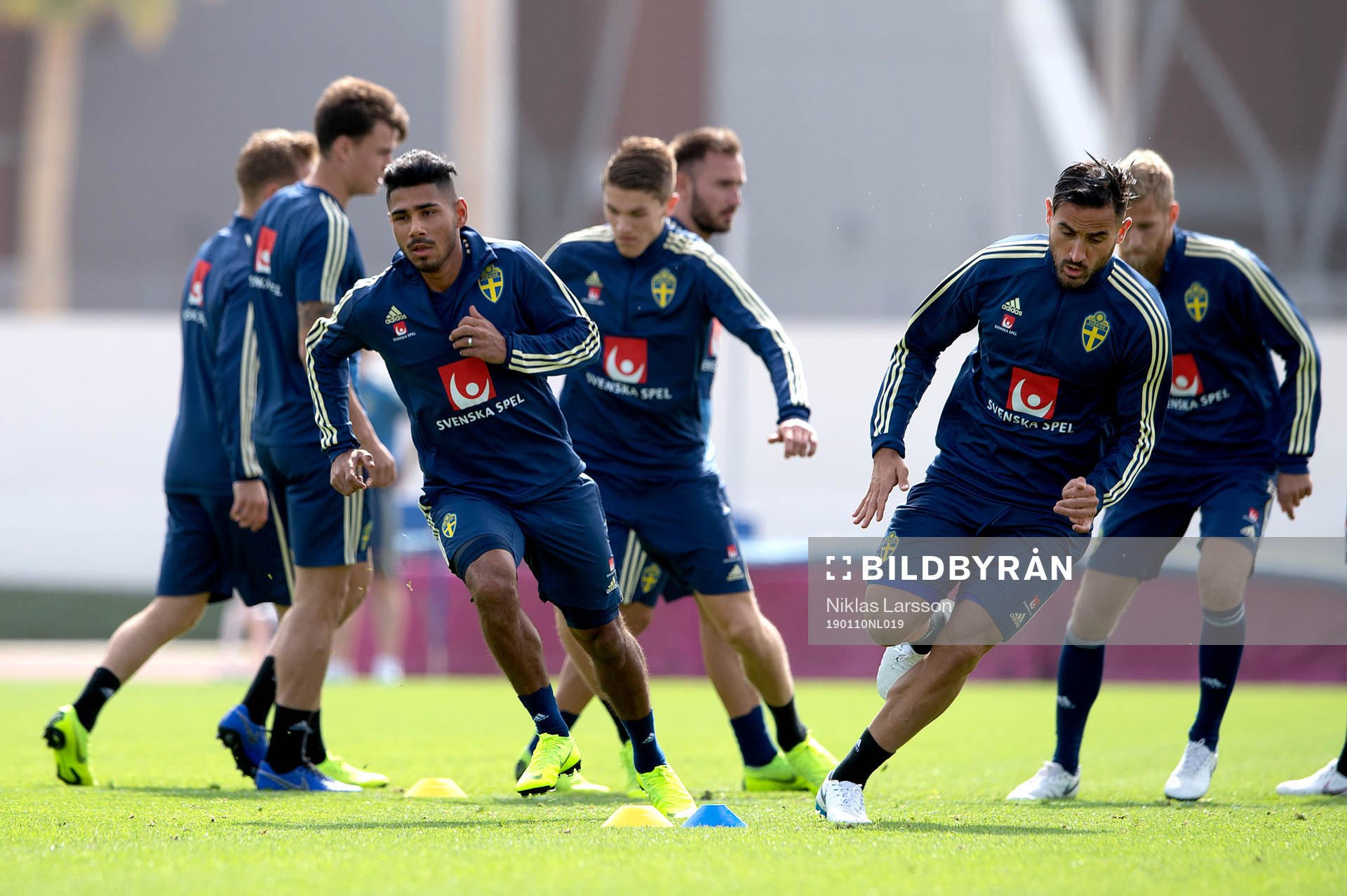 Sweden's Sotirios Papagiannopoulos and Hosam Aiesh during a training session on January 10, 2019 in Doha.