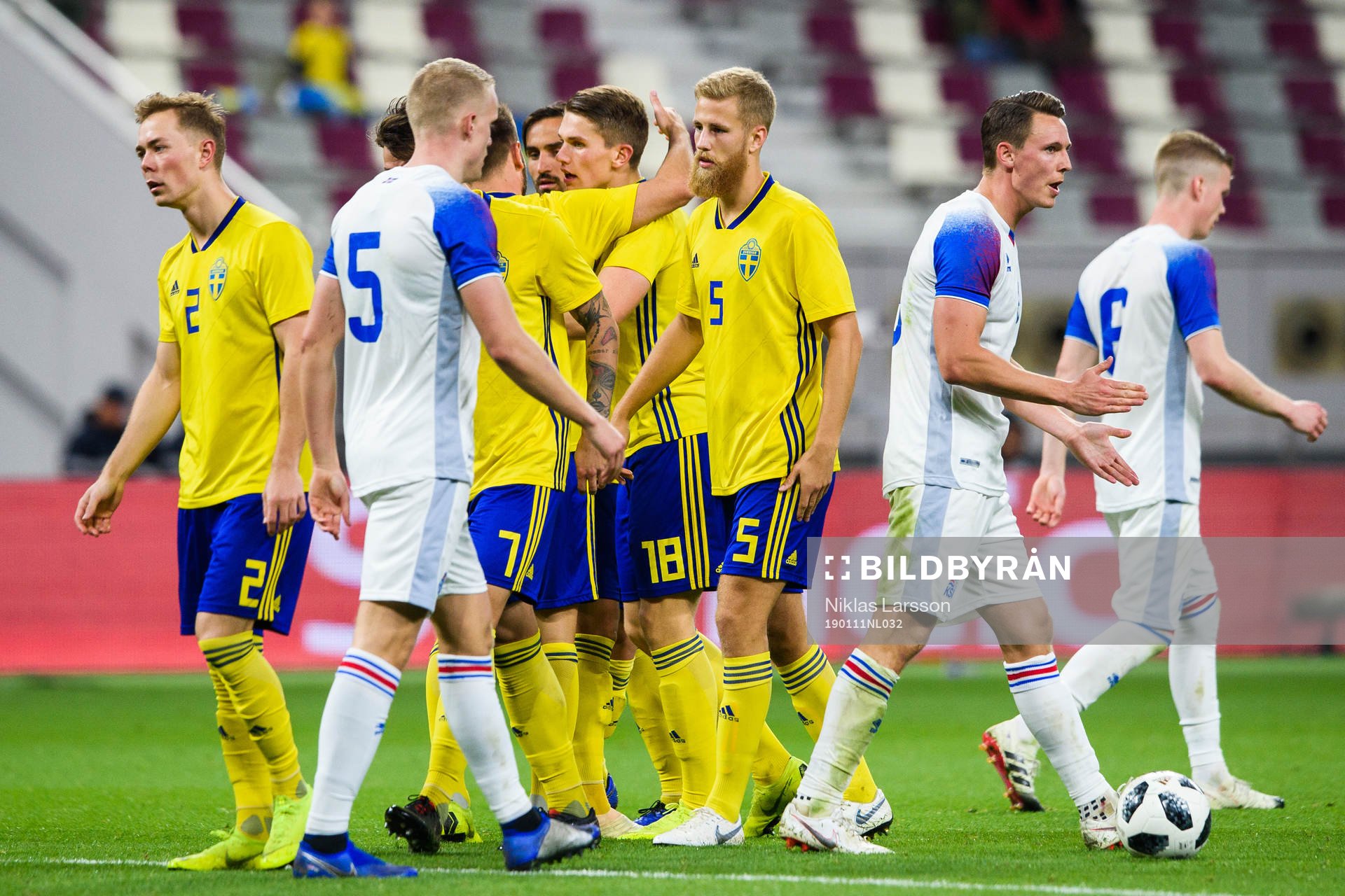 Viktor Gyökeres of Sweden  celebrates with team mates