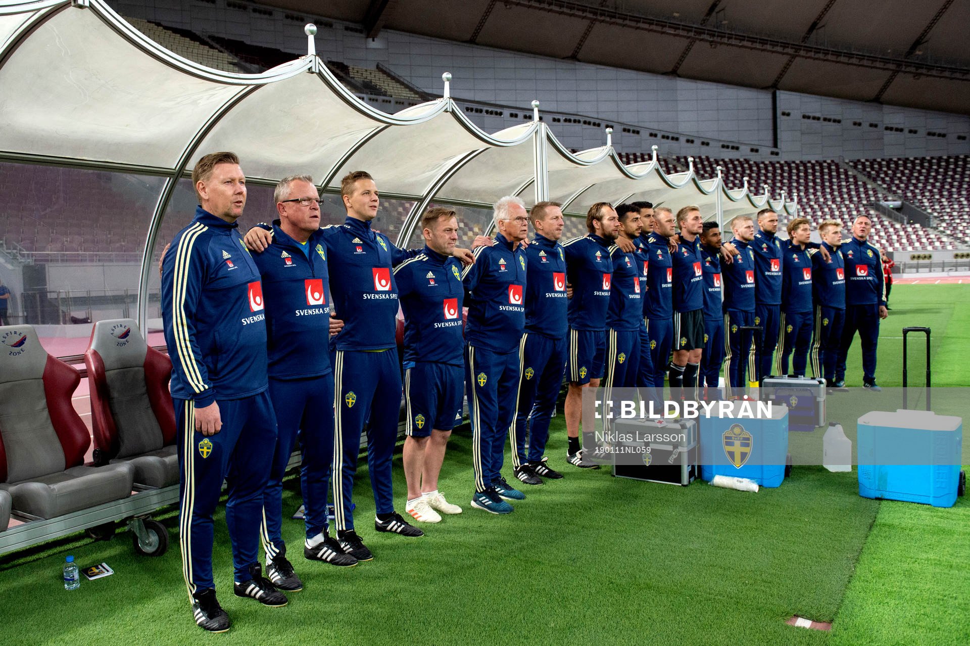 Sweden's head coach Janne Andersson and assistant coach