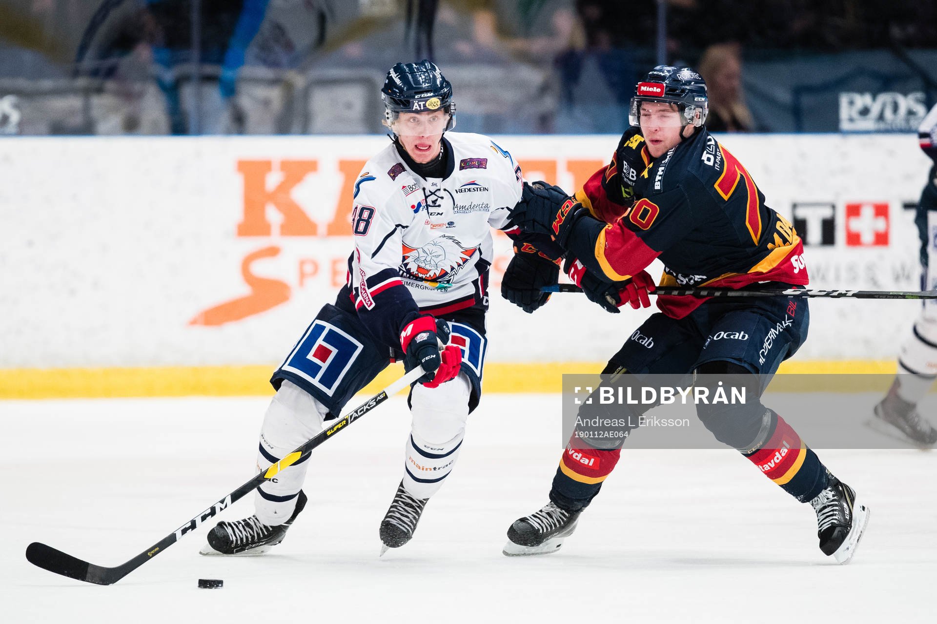 Linköpings Johan Södergran i kamp om pucken med