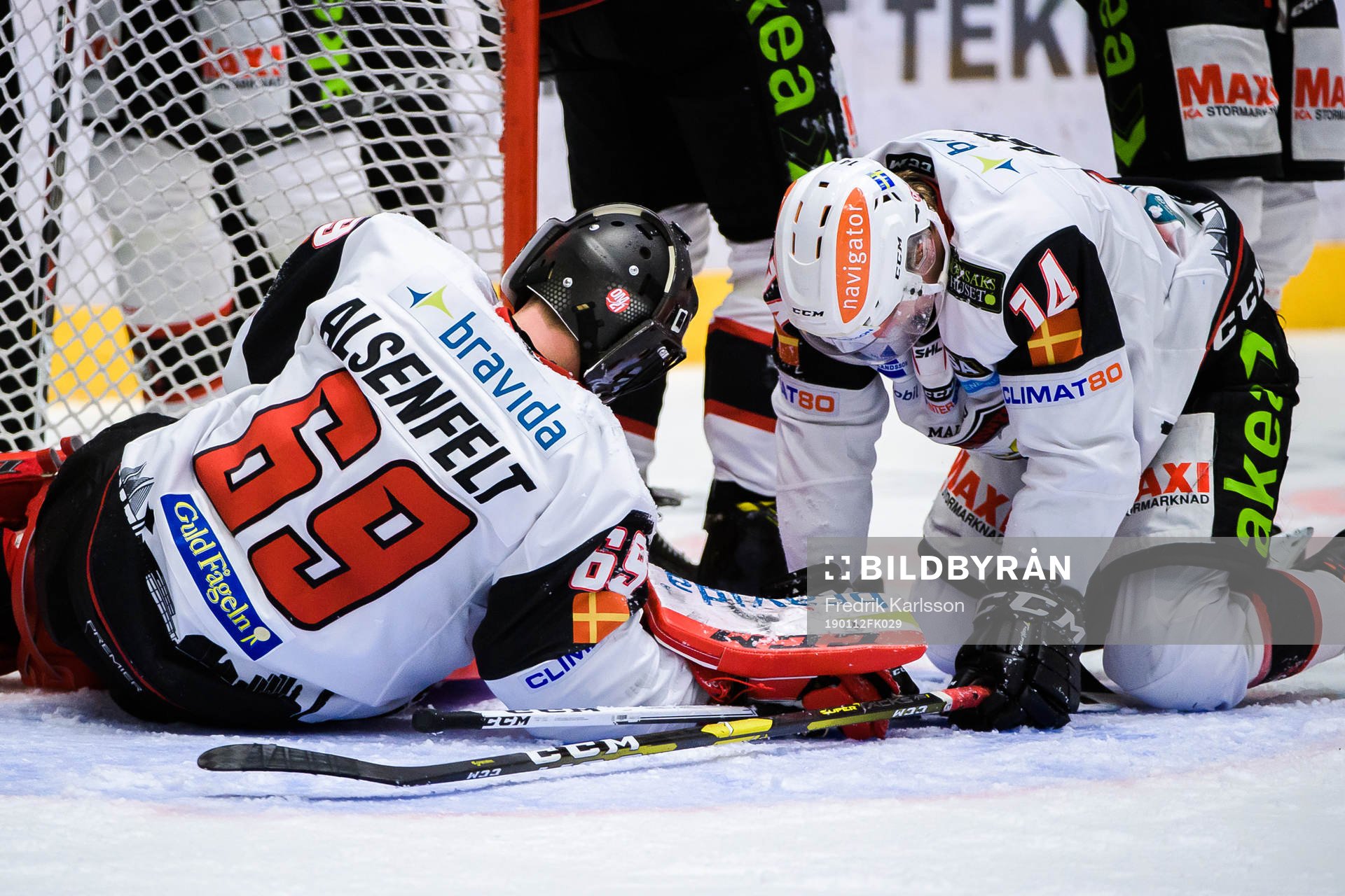 Malmö Redhawks målvakt Oscar Alsenfelt och Carl-Johan