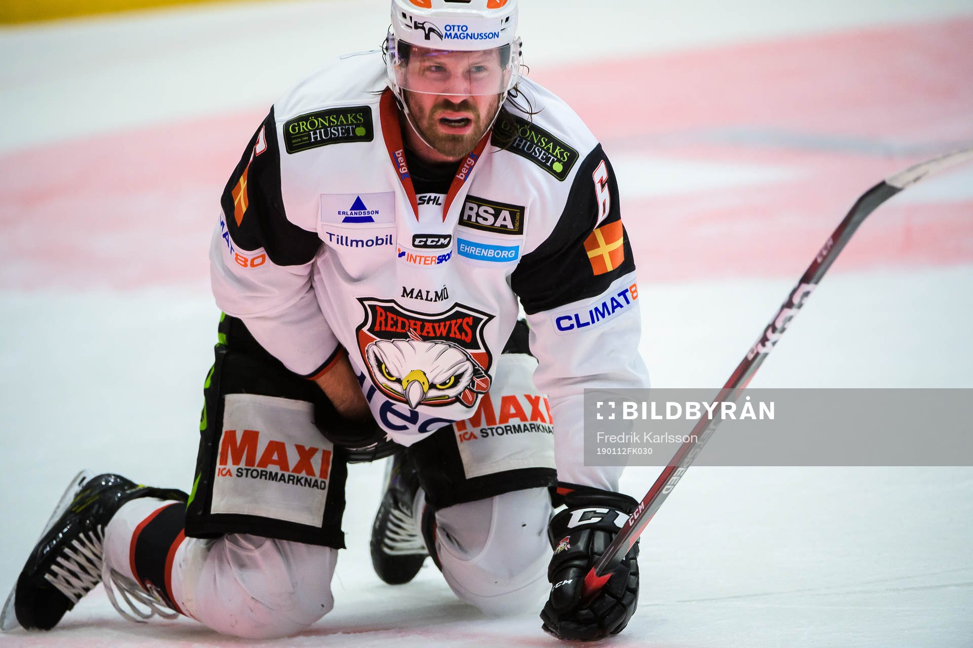 Malmö Redhawks Stefan Warg har ont