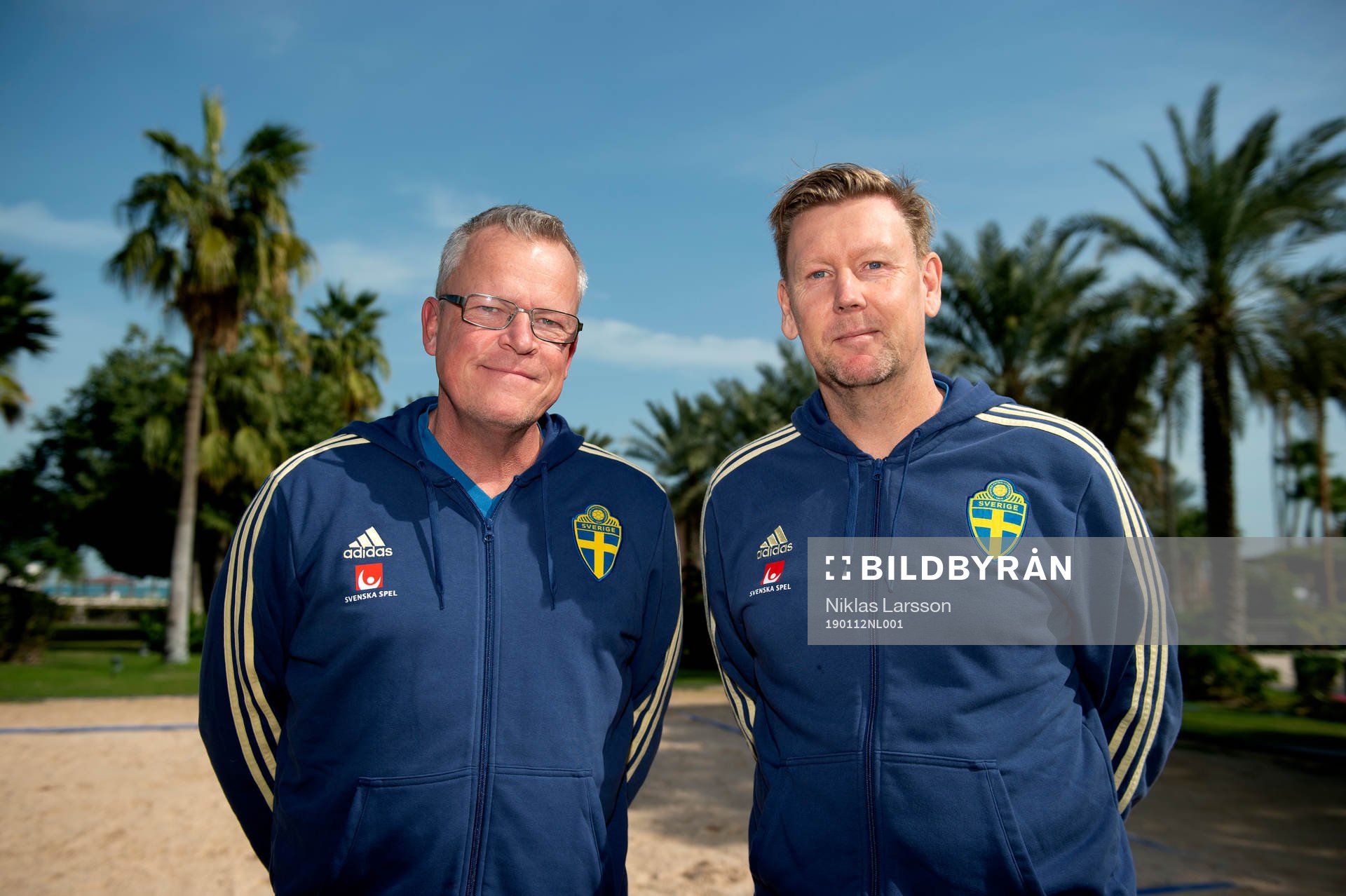 Sweden's head coach Janne Andersson and assistant coach
