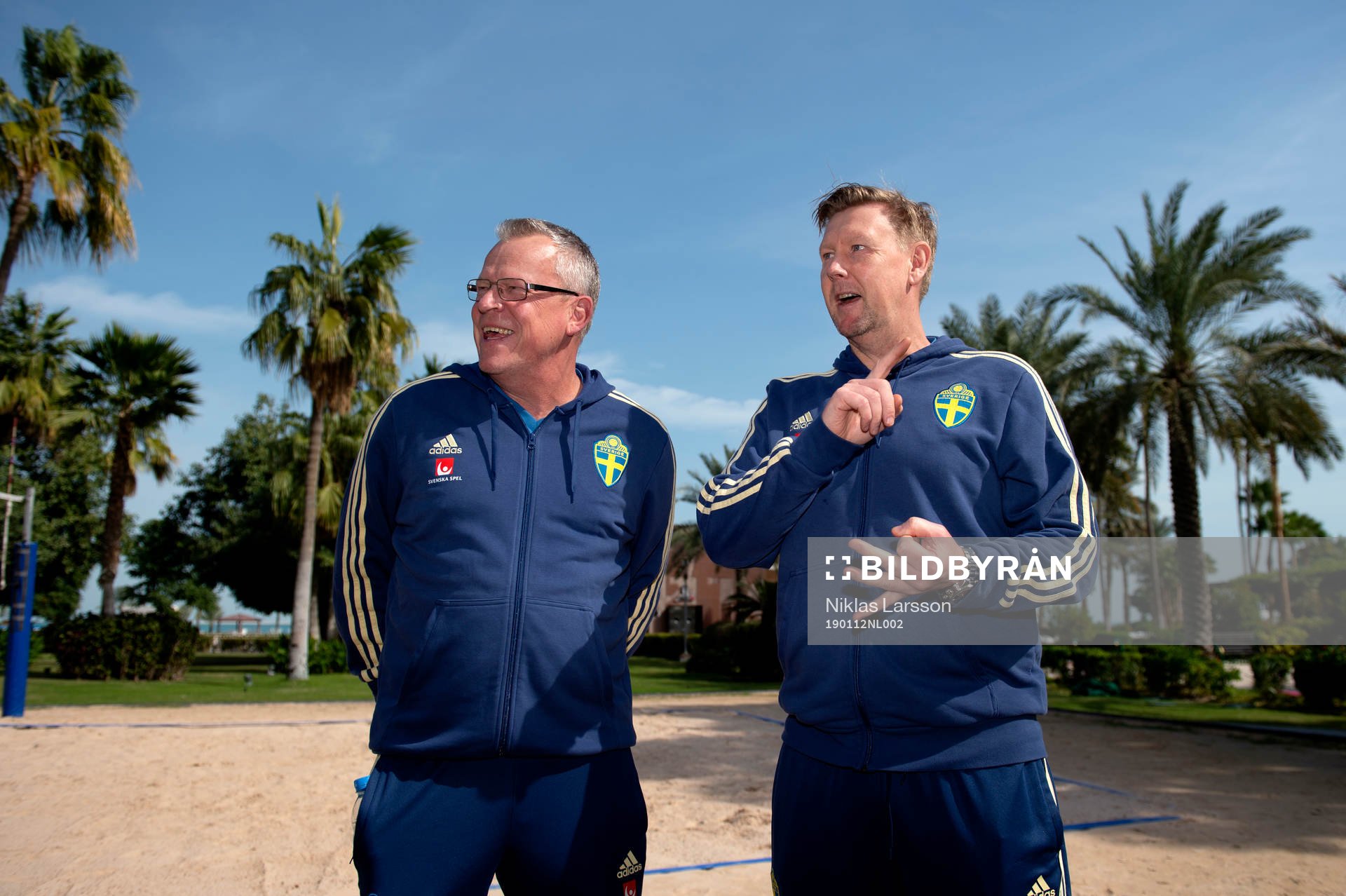 Sweden's head coach Janne Andersson and assistant coach