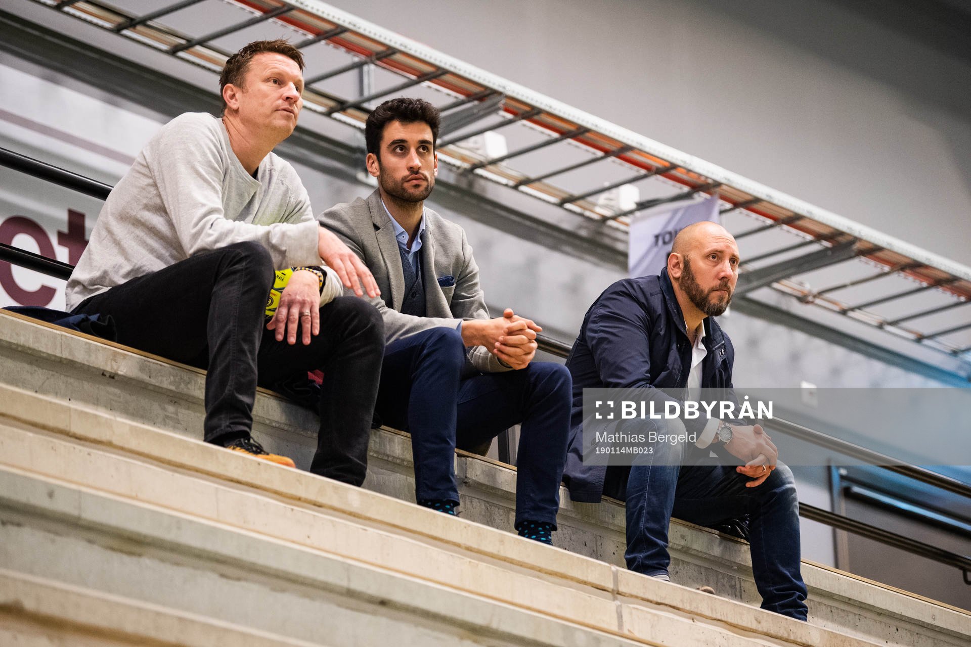 Styrelseledamot Kennet Andersson, Ekkono Soccers Fran Querol och klubbdirektör Max Markusson under en träning med det allsvenska fotbollslaget IFK Göteborg den 14 januari 2019 i Göteborg.