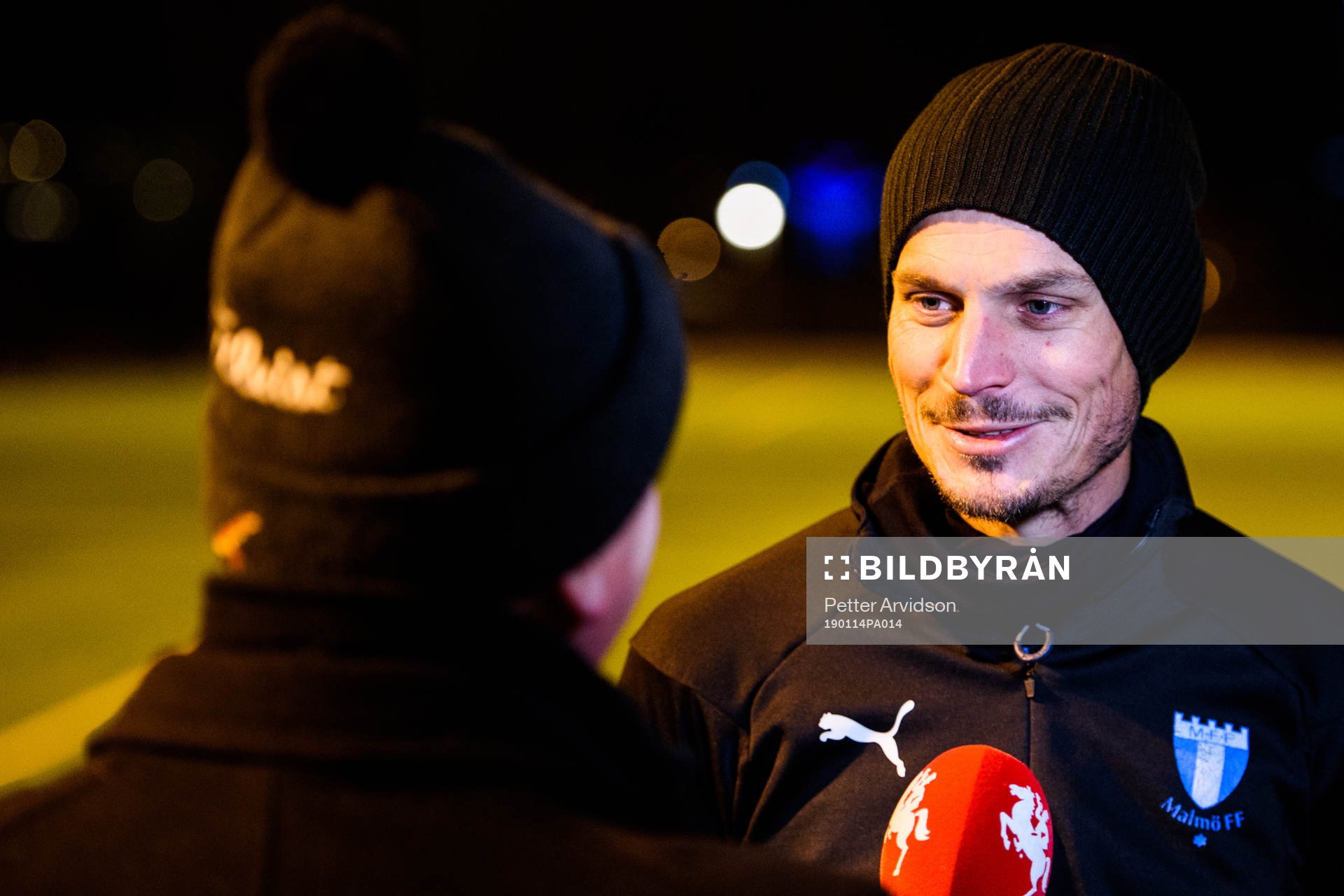 Malmö FFs Markus Rosenberg intervjuas av Sydsvenskan efter en fotbollsträning med Malmö FF den 14 januari 2019 i Malmö.