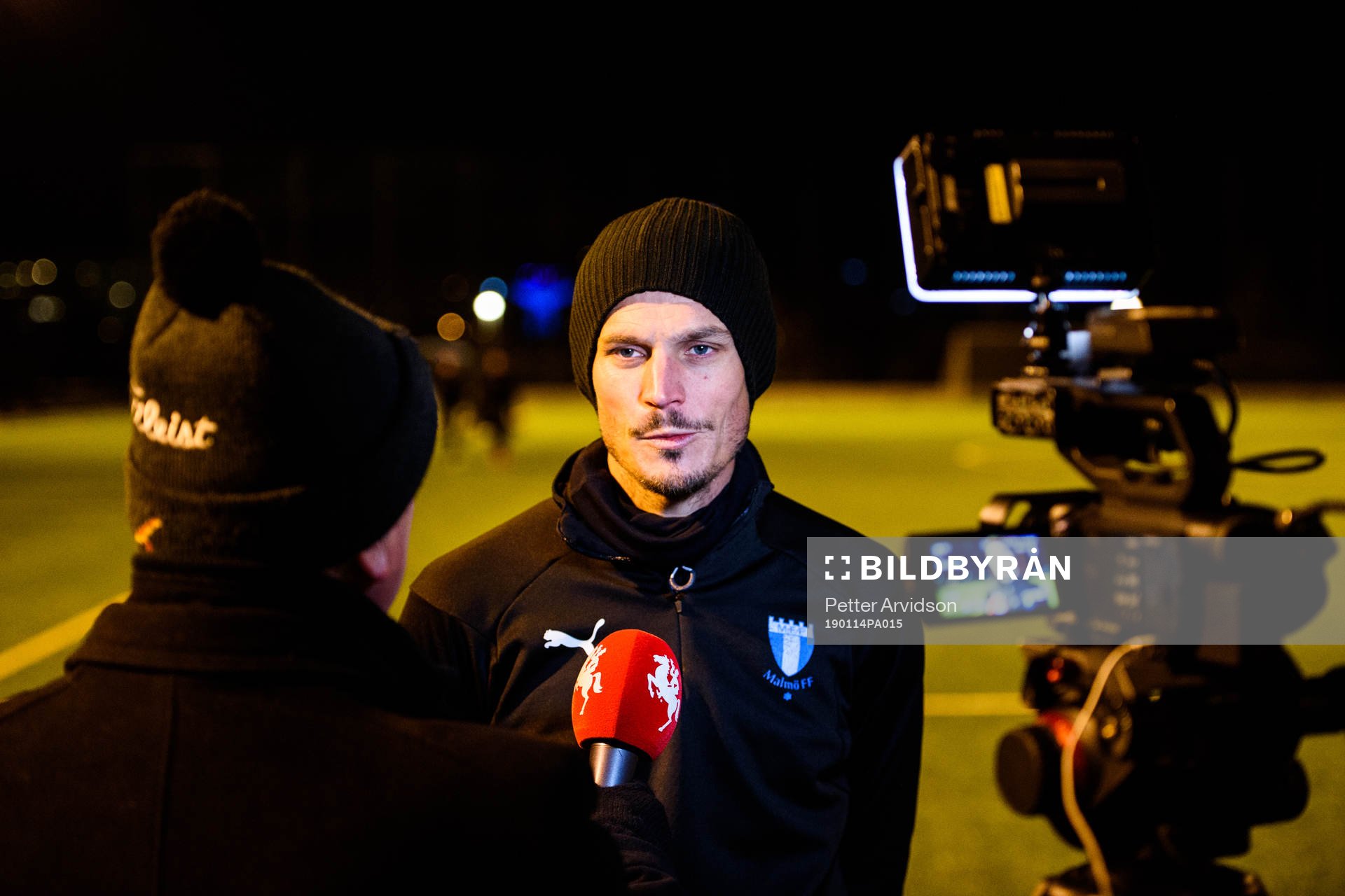 Malmö FFs Markus Rosenberg intervjuas av Sydsvenskan efter en fotbollsträning med Malmö FF den 14 januari 2019 i Malmö.