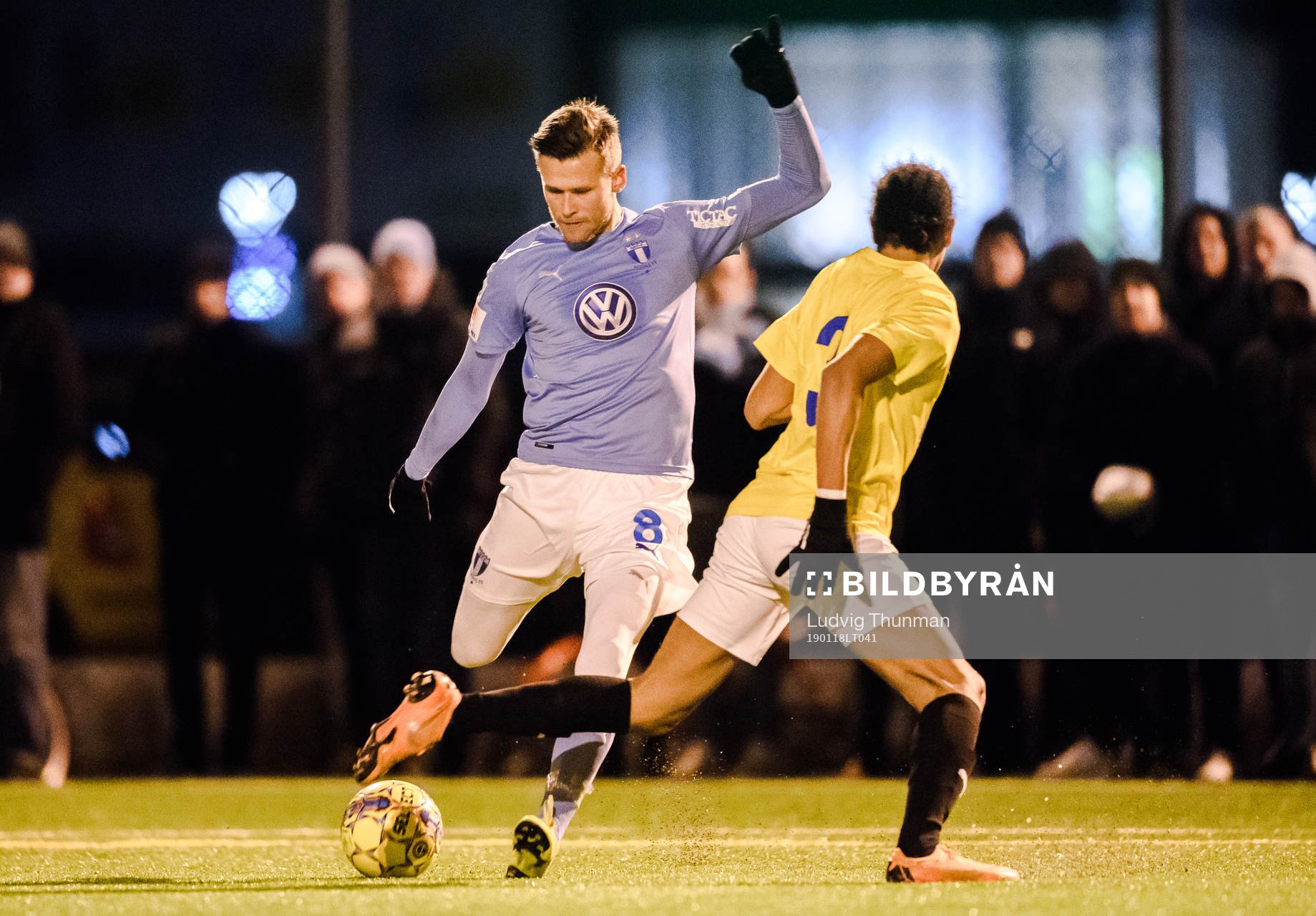 Malmö FFs Arnór Ingvi Traustason under träningsmatchen i fotboll mellan Malmö FF och IFK Malmö den 18 januari 2019 i Malmö.