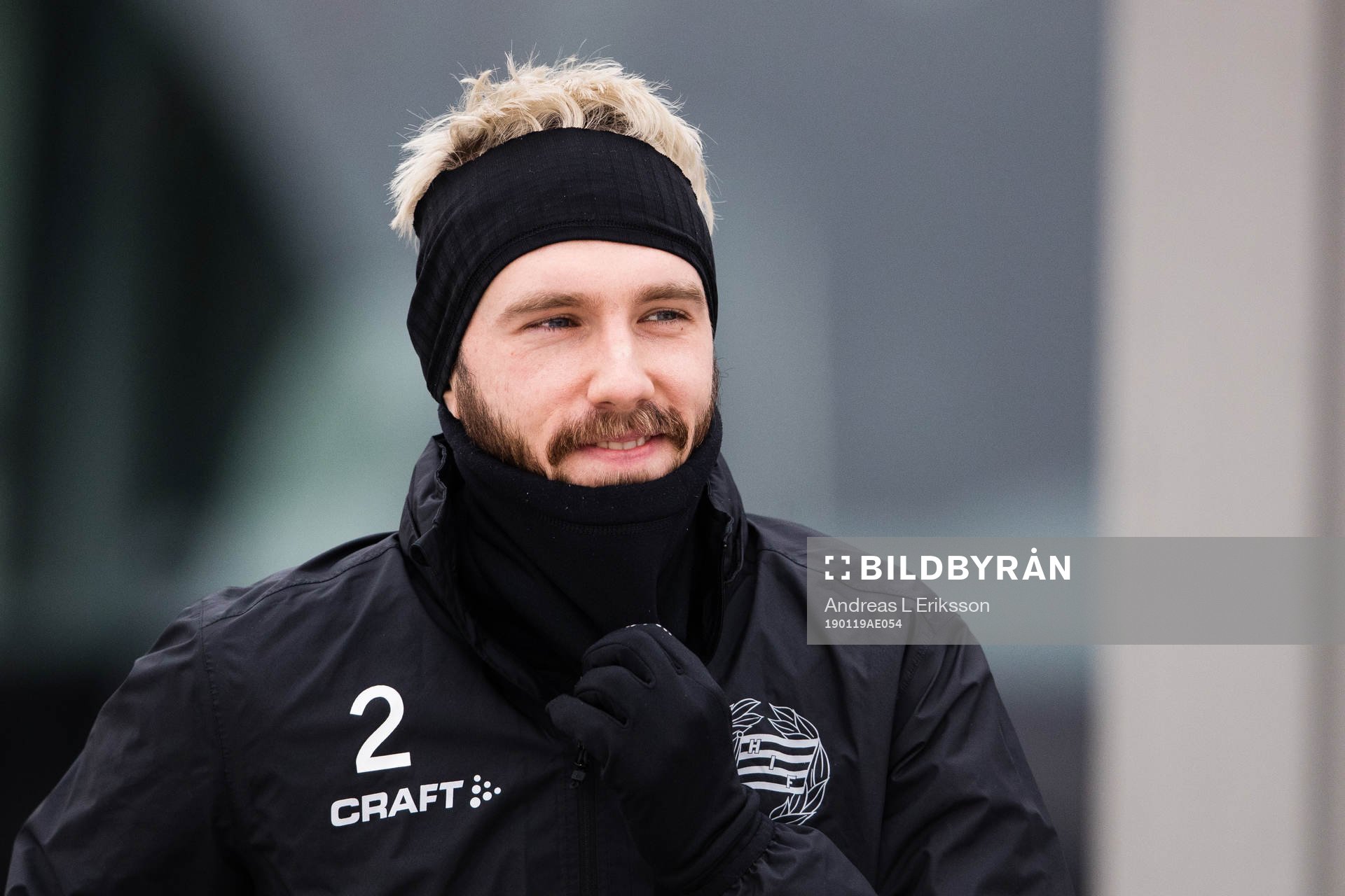Hammarbys Simon Sandberg innan träningsmatchen i fotboll