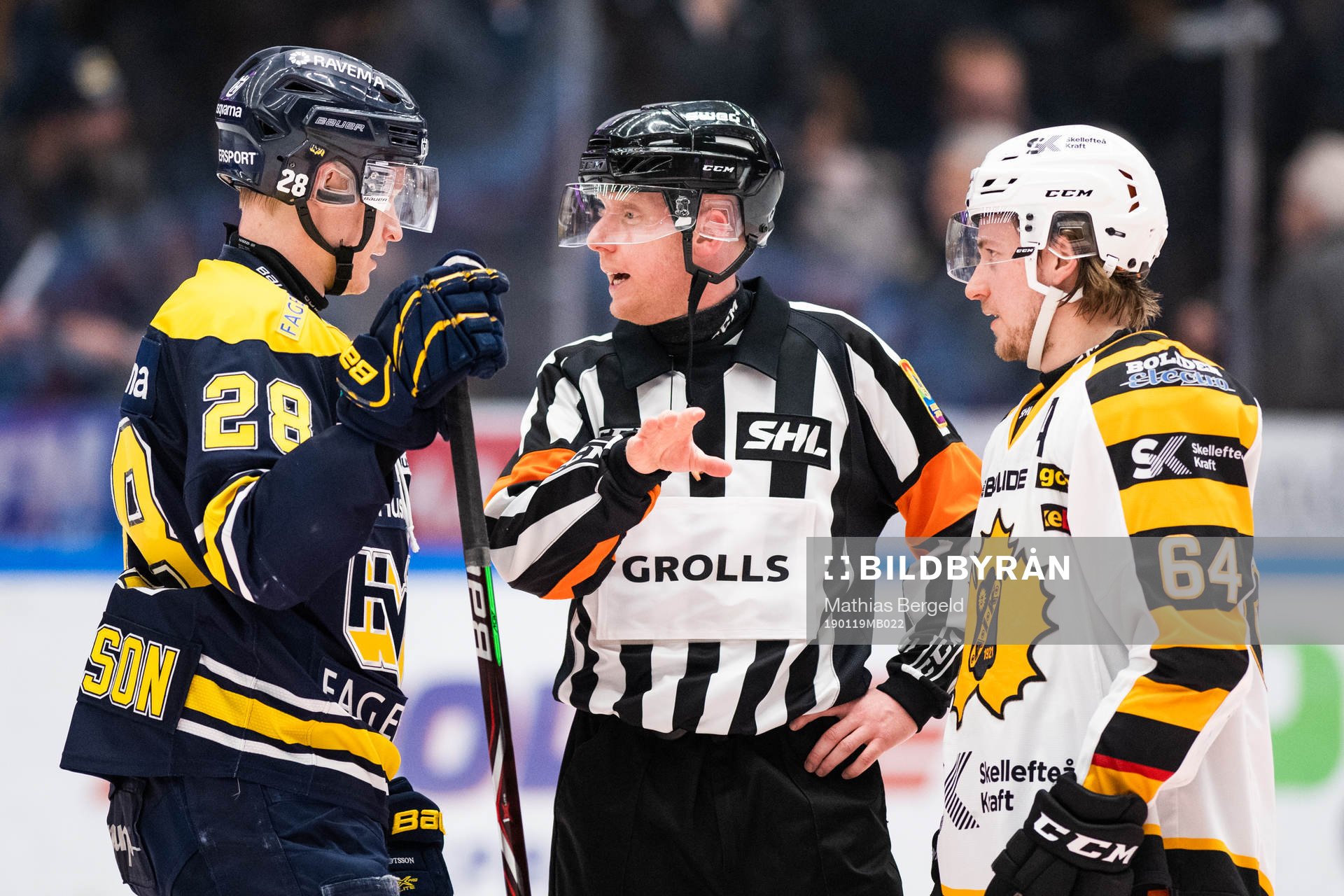 s Anton Bengtsson, Domare Mikael Holm och Skellefteås