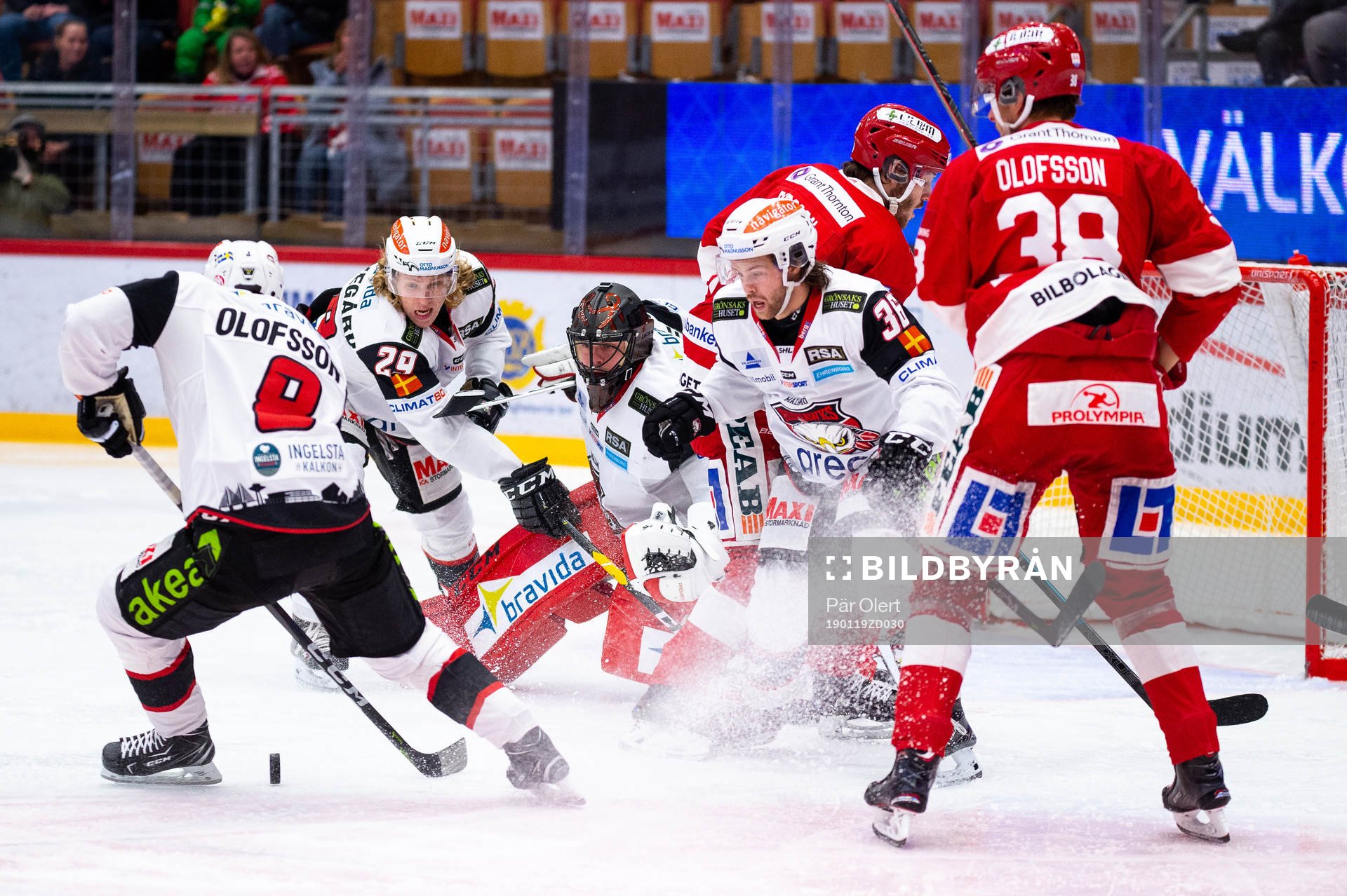 Malmö Redhawks Johan Olofsson, Marcus Sylvegård och Anton